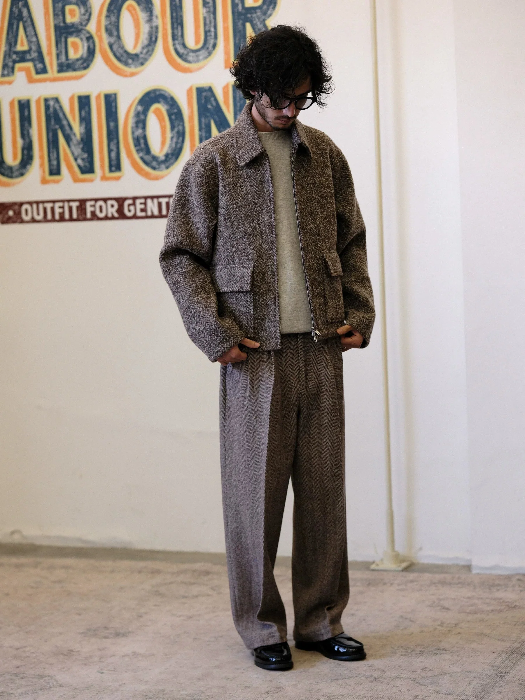Herringbone Pleated Trousers - Image 2