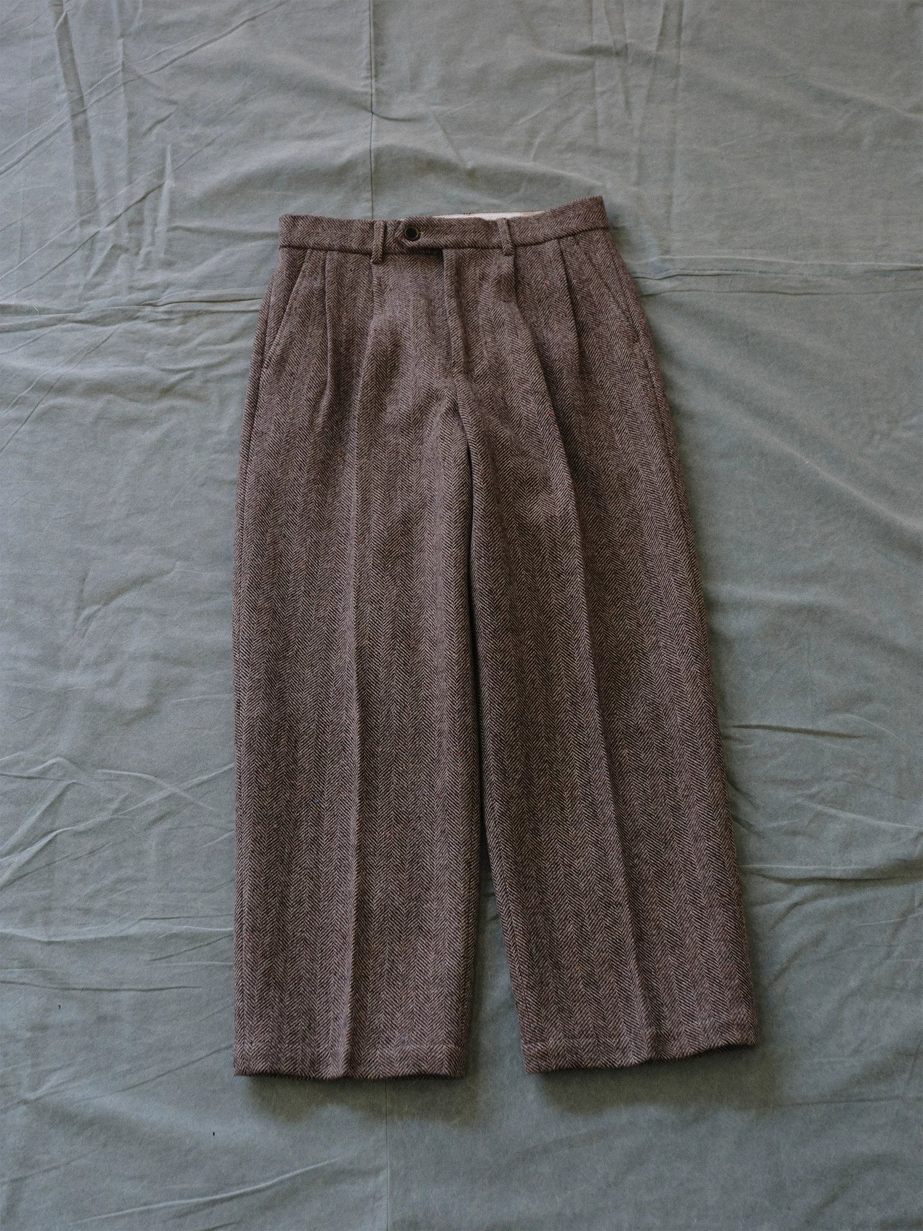 Herringbone Pleated Trousers - Image 6