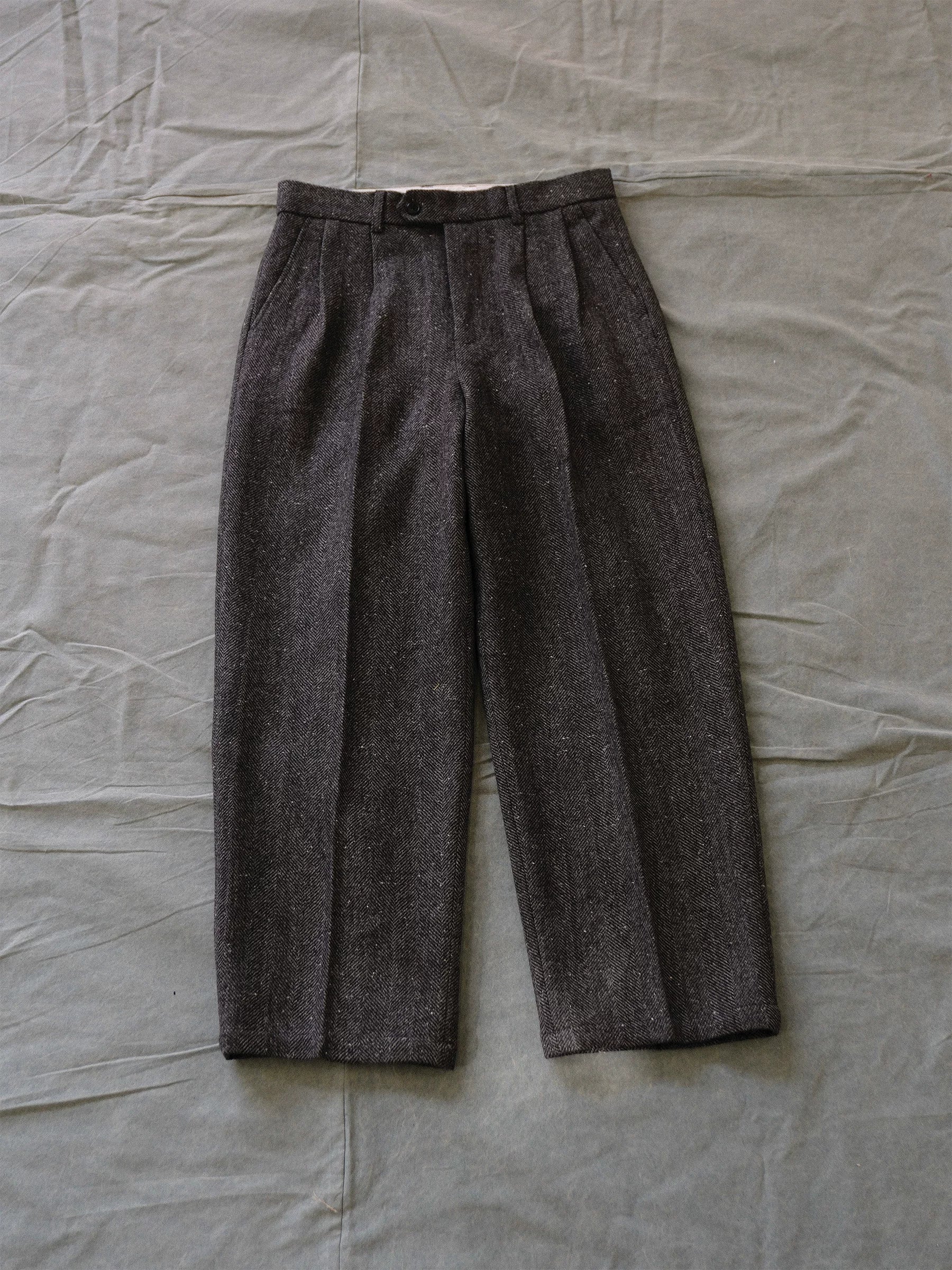 Herringbone Pleated Trousers - Image 7