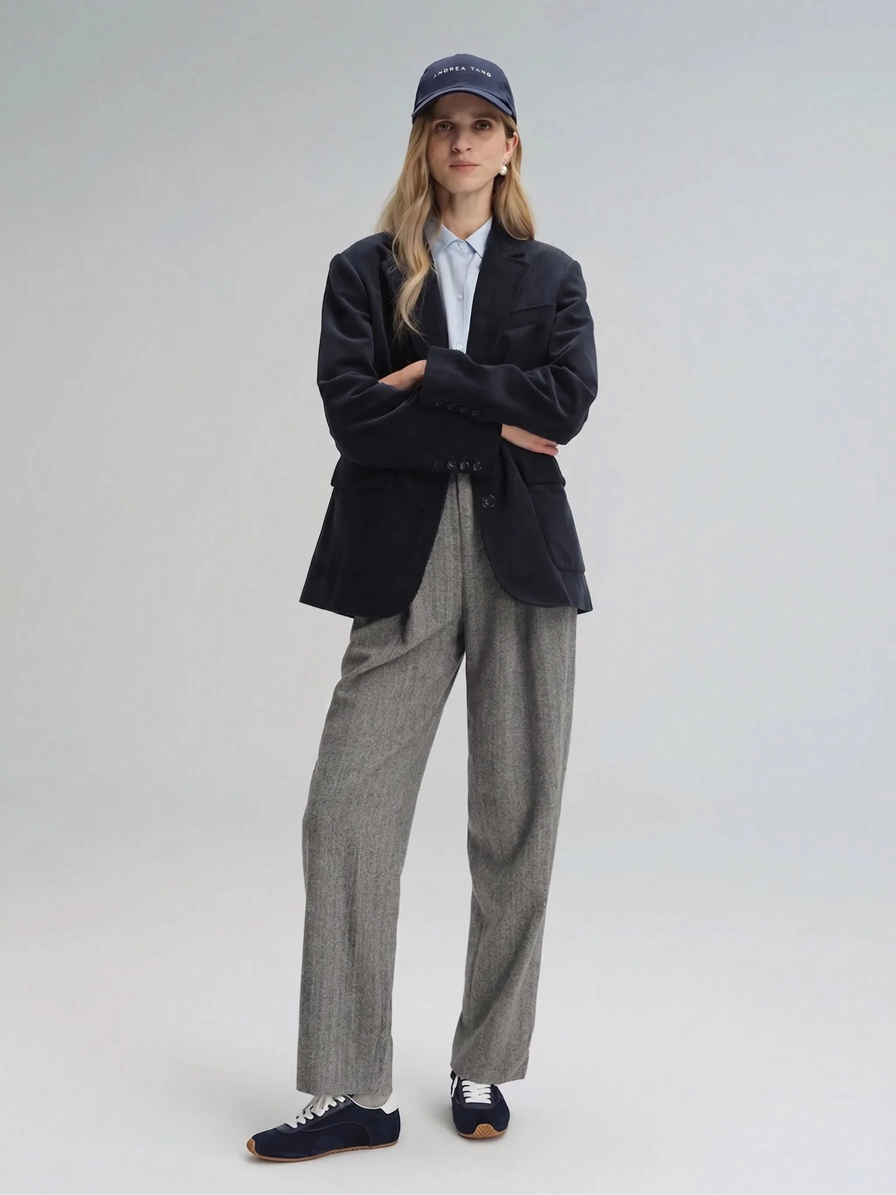 Herringbone Pleated Trousers - Image 4