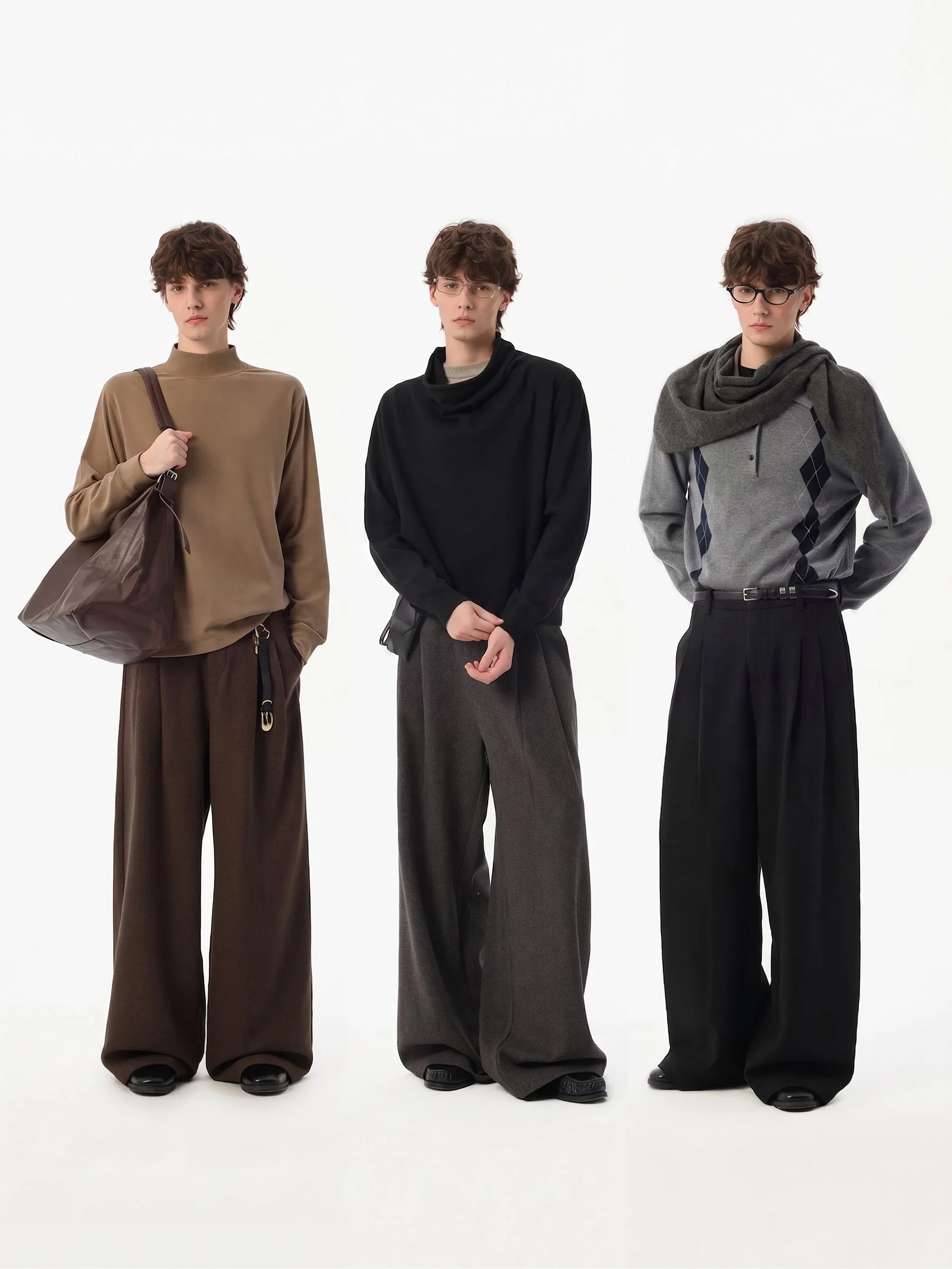 Herringbone Pleated Trousers