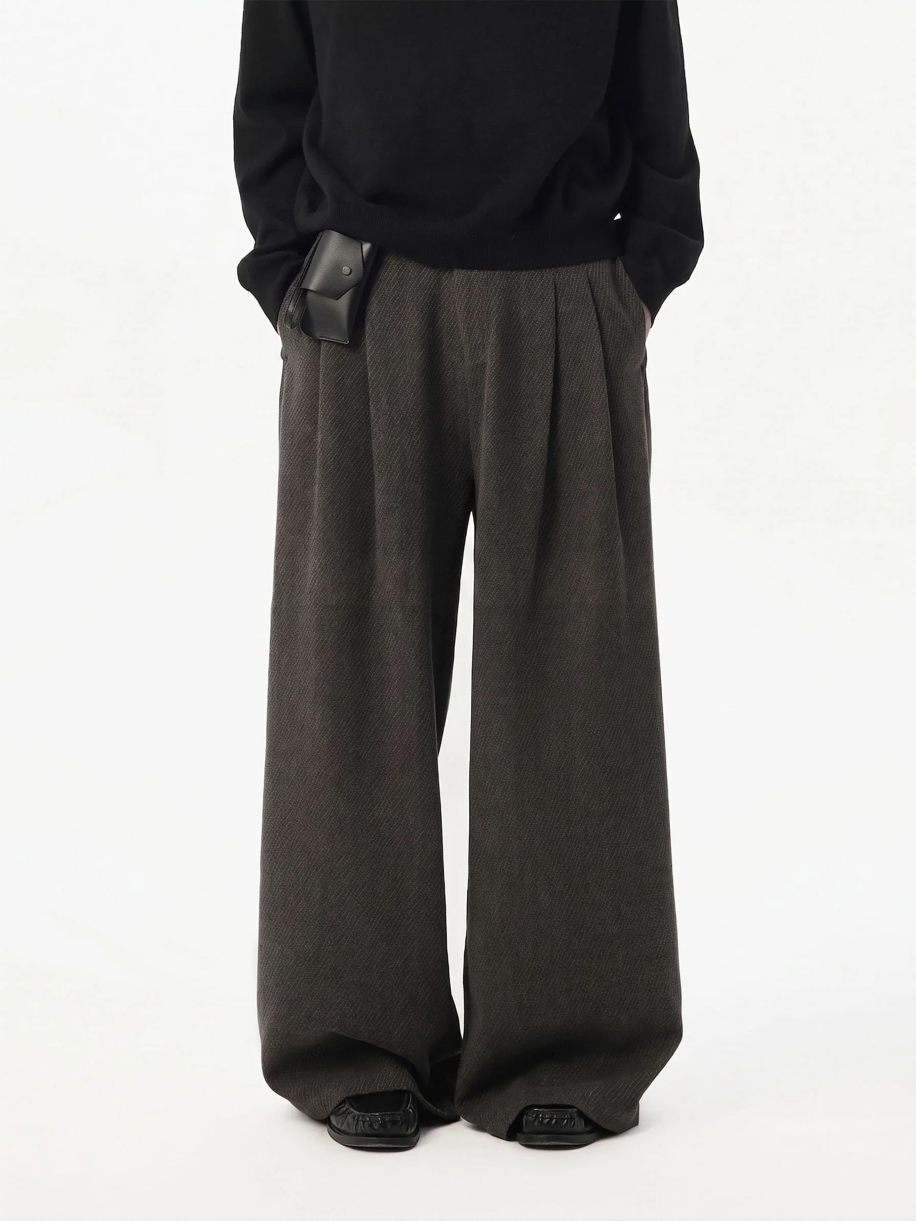 Herringbone Pleated Trousers - Image 5