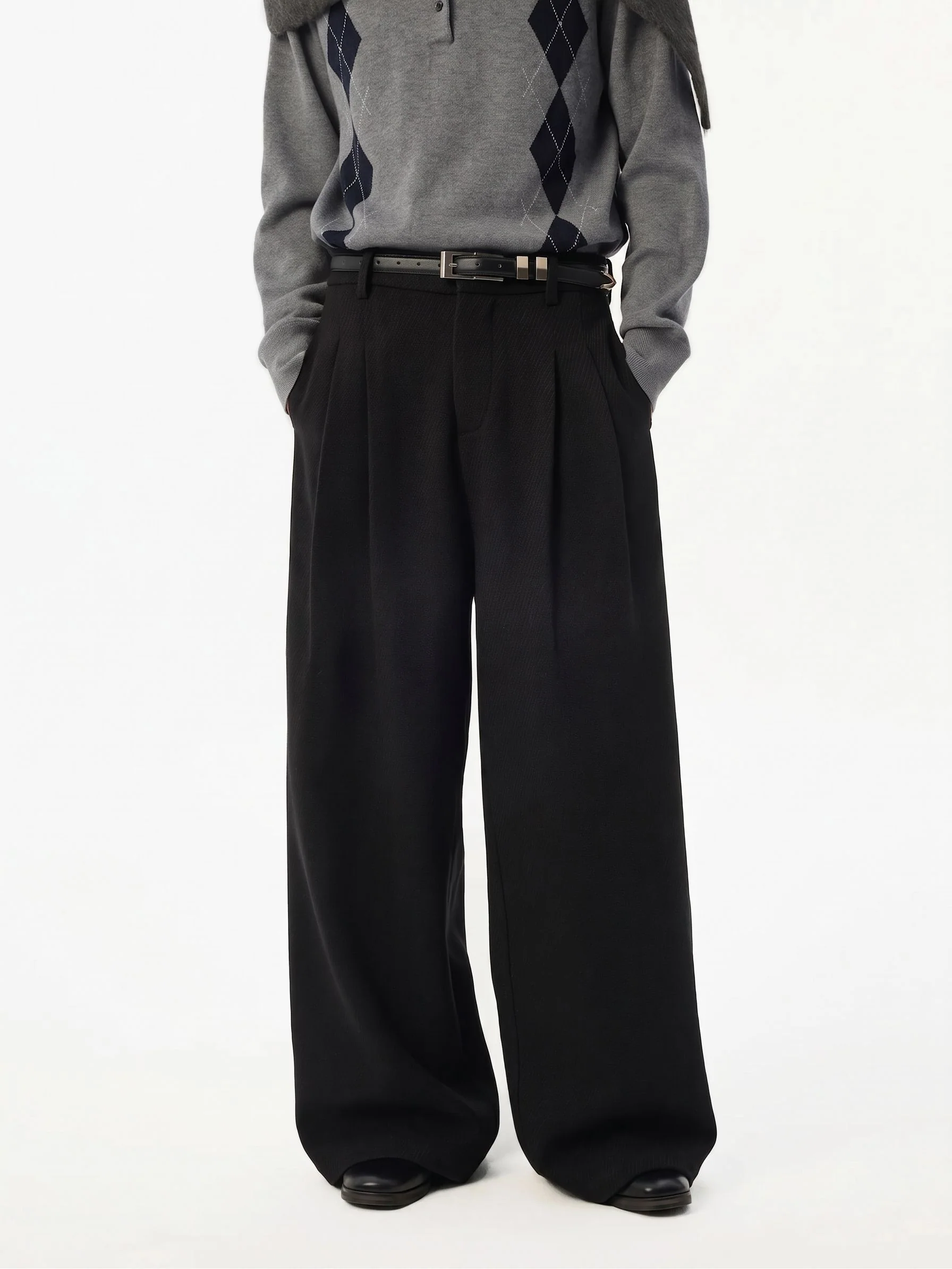 Herringbone Pleated Trousers - Image 7