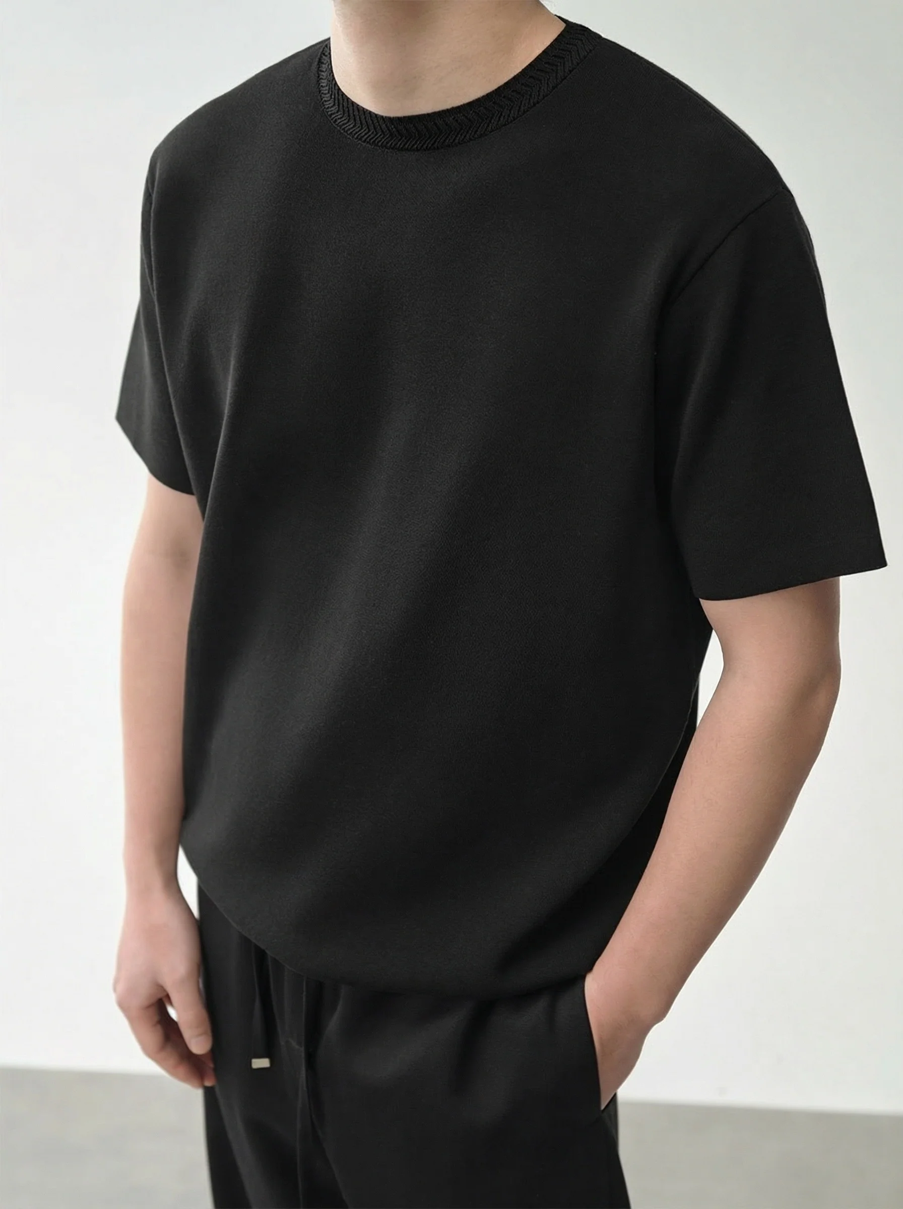 Herringbone Rib Knit T-Shirt