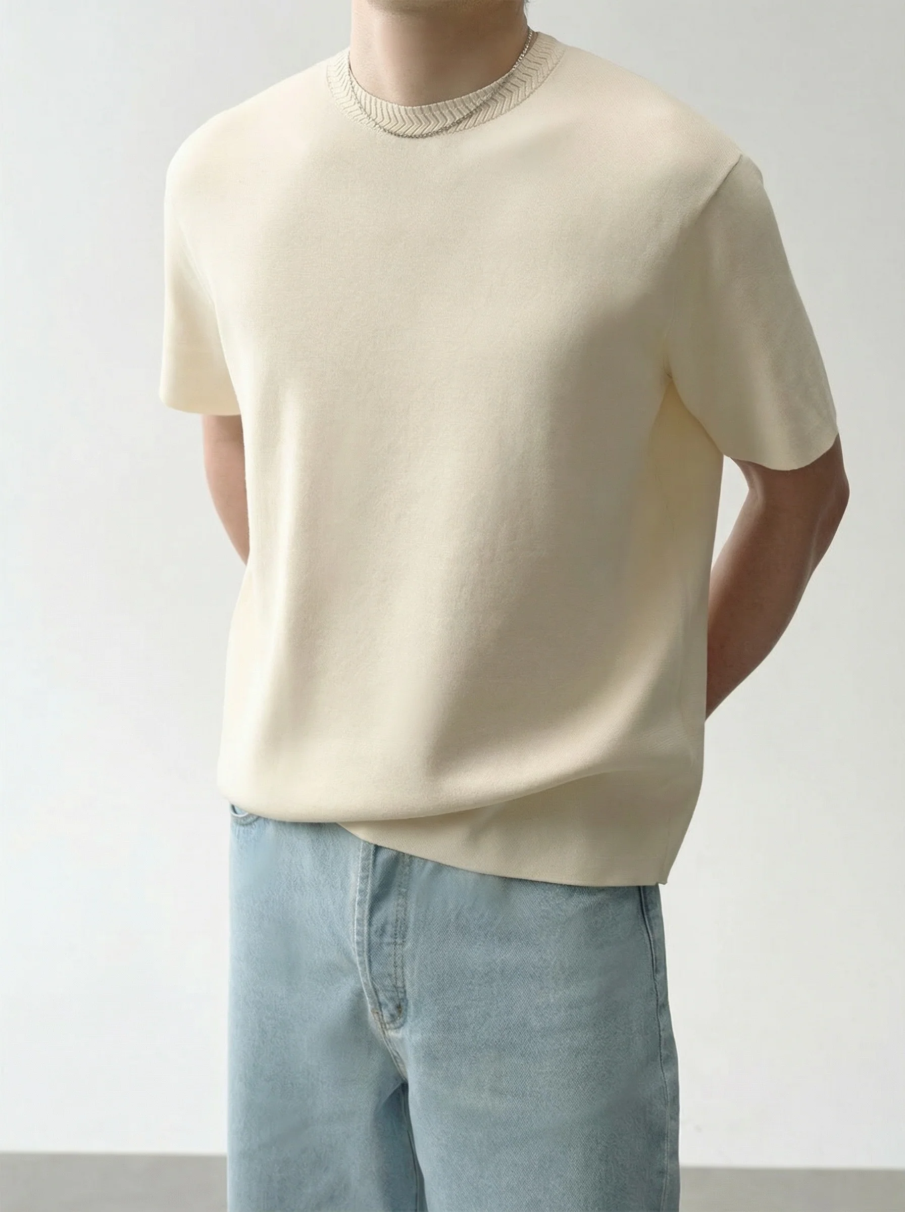 Herringbone Rib Knit T-Shirt - Image 3