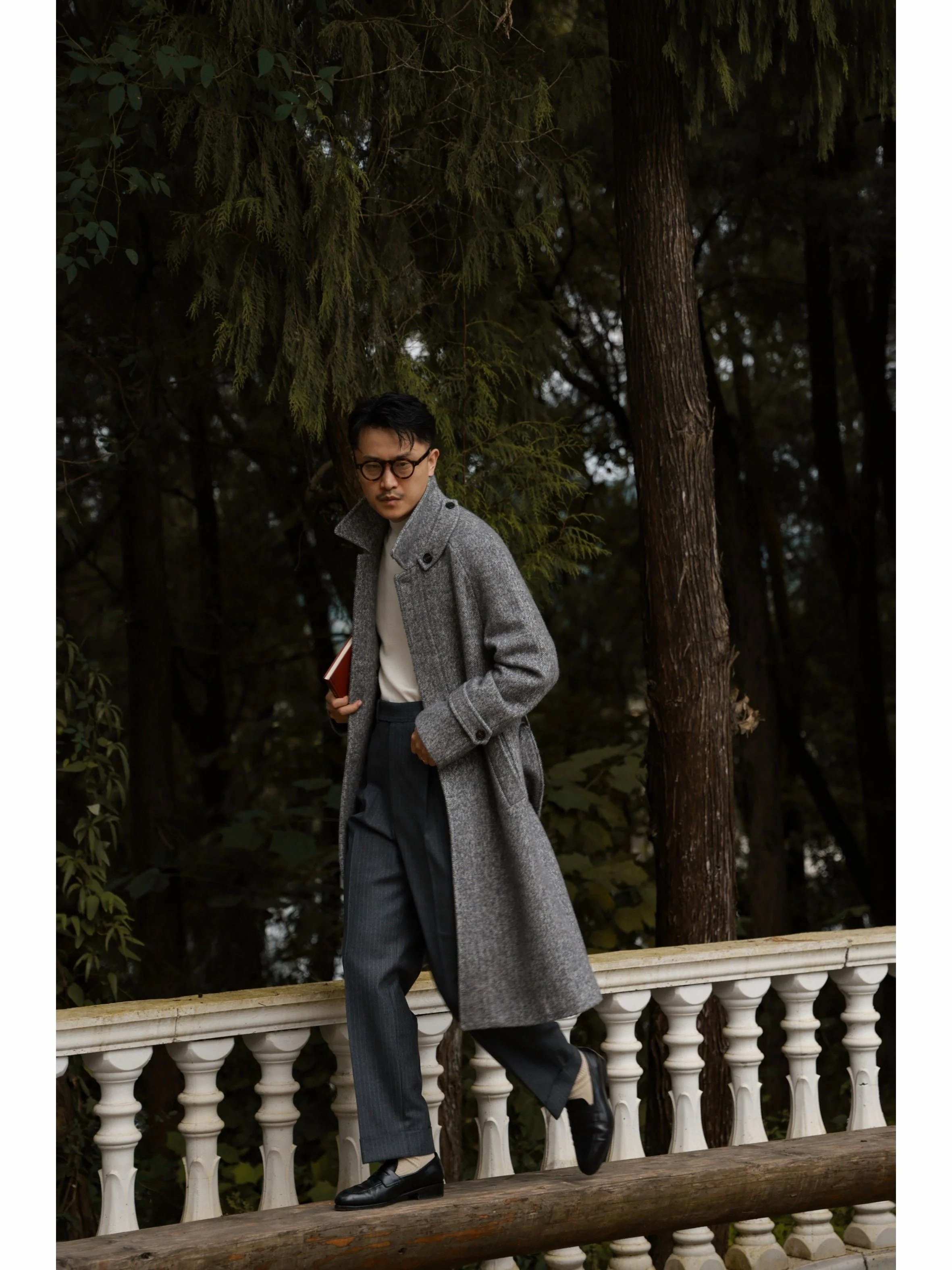 Herringbone Stand-Collar Coat - Image 2