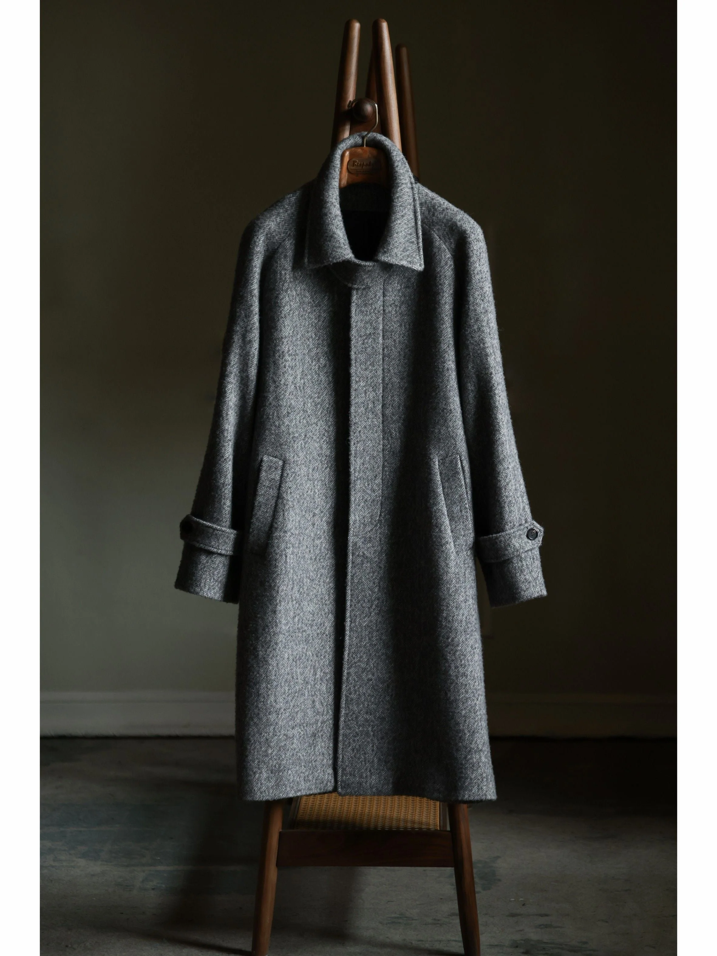 Herringbone Stand-Collar Coat - Image 5