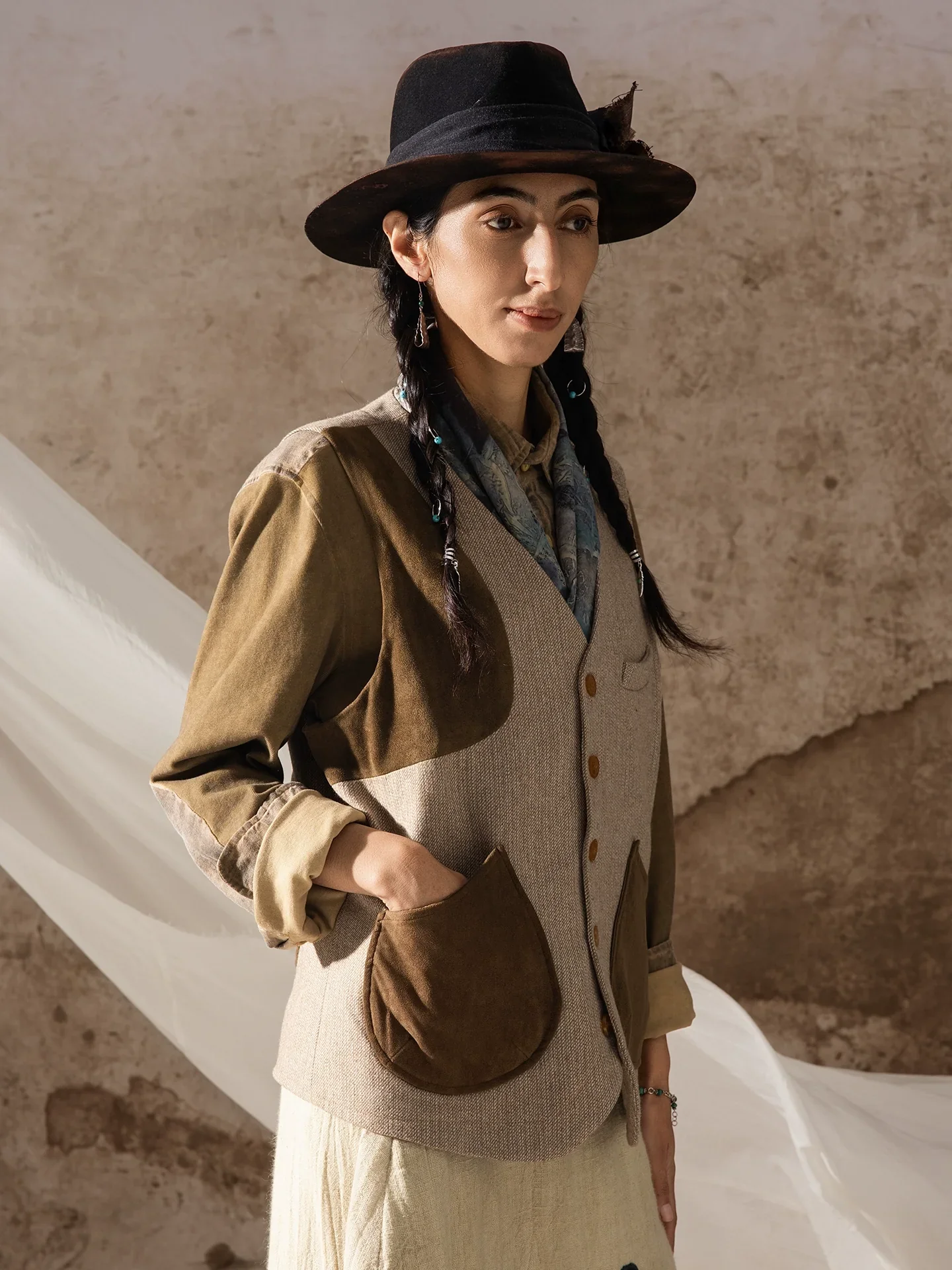 Herringbone Suede-Trim Work Vest - Image 4