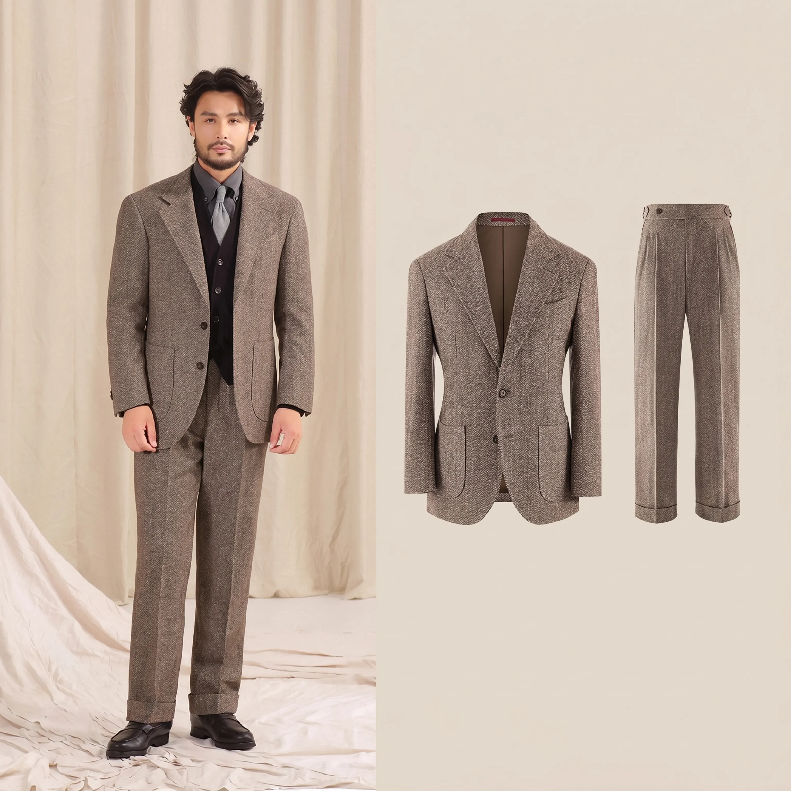 Herringbone Tweed Suit - Image 9