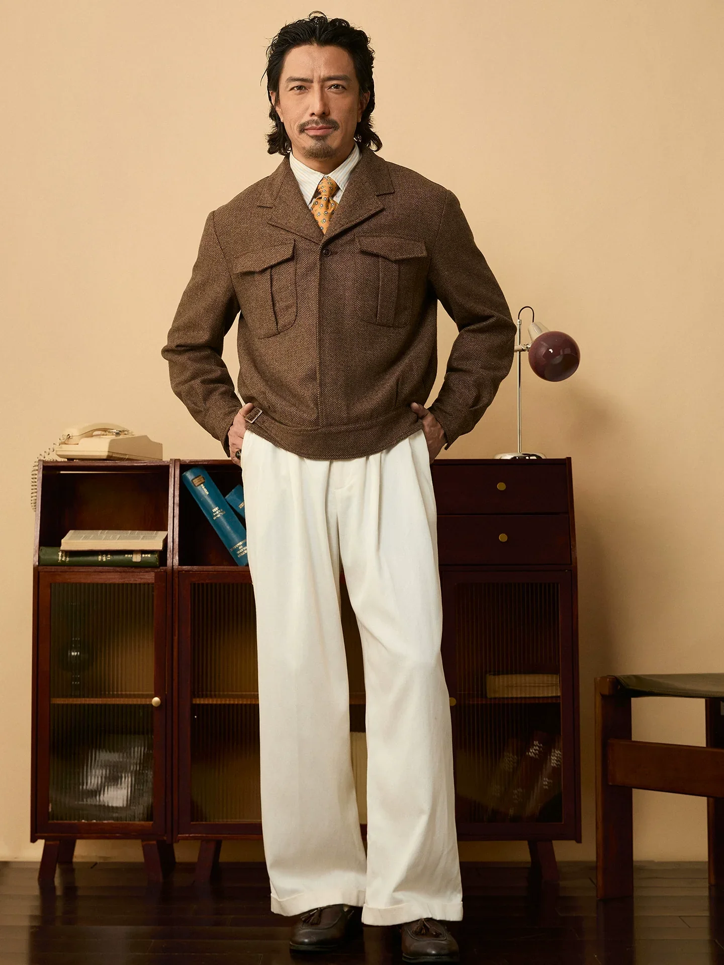 Herringbone Tweed Utility Jacket