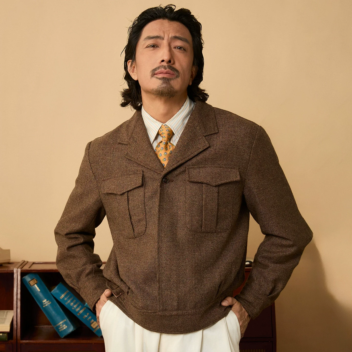 Herringbone Tweed Utility Jacket - Image 4