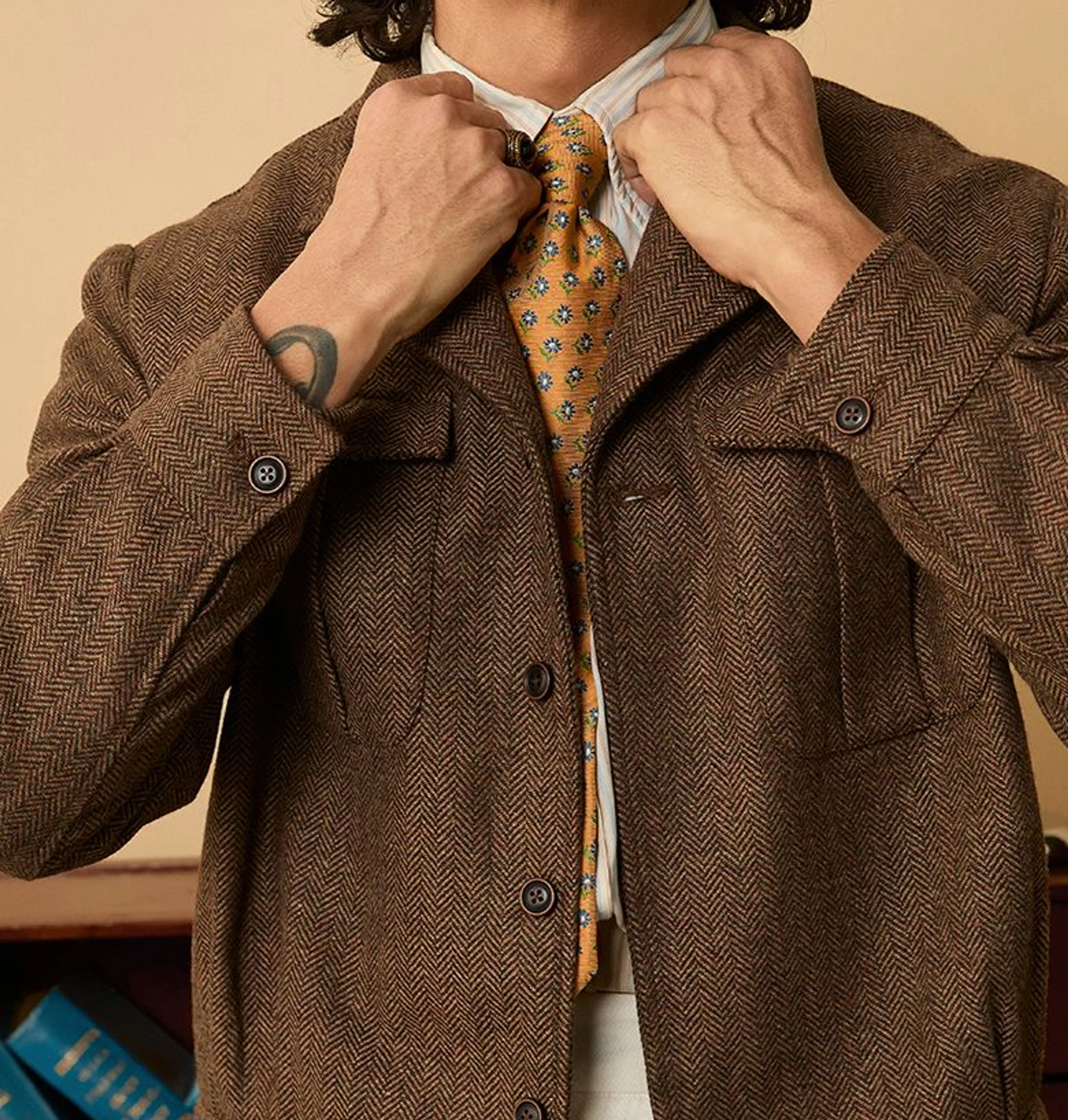 Herringbone Tweed Utility Jacket - Image 5