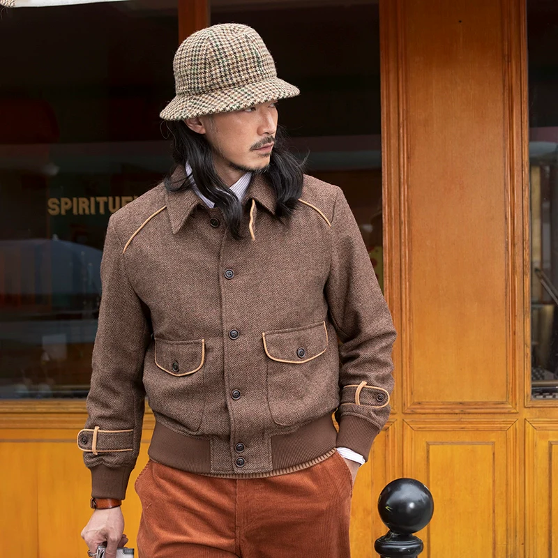 Herringbone Wool-Blend Bomber Jacket - Image 5