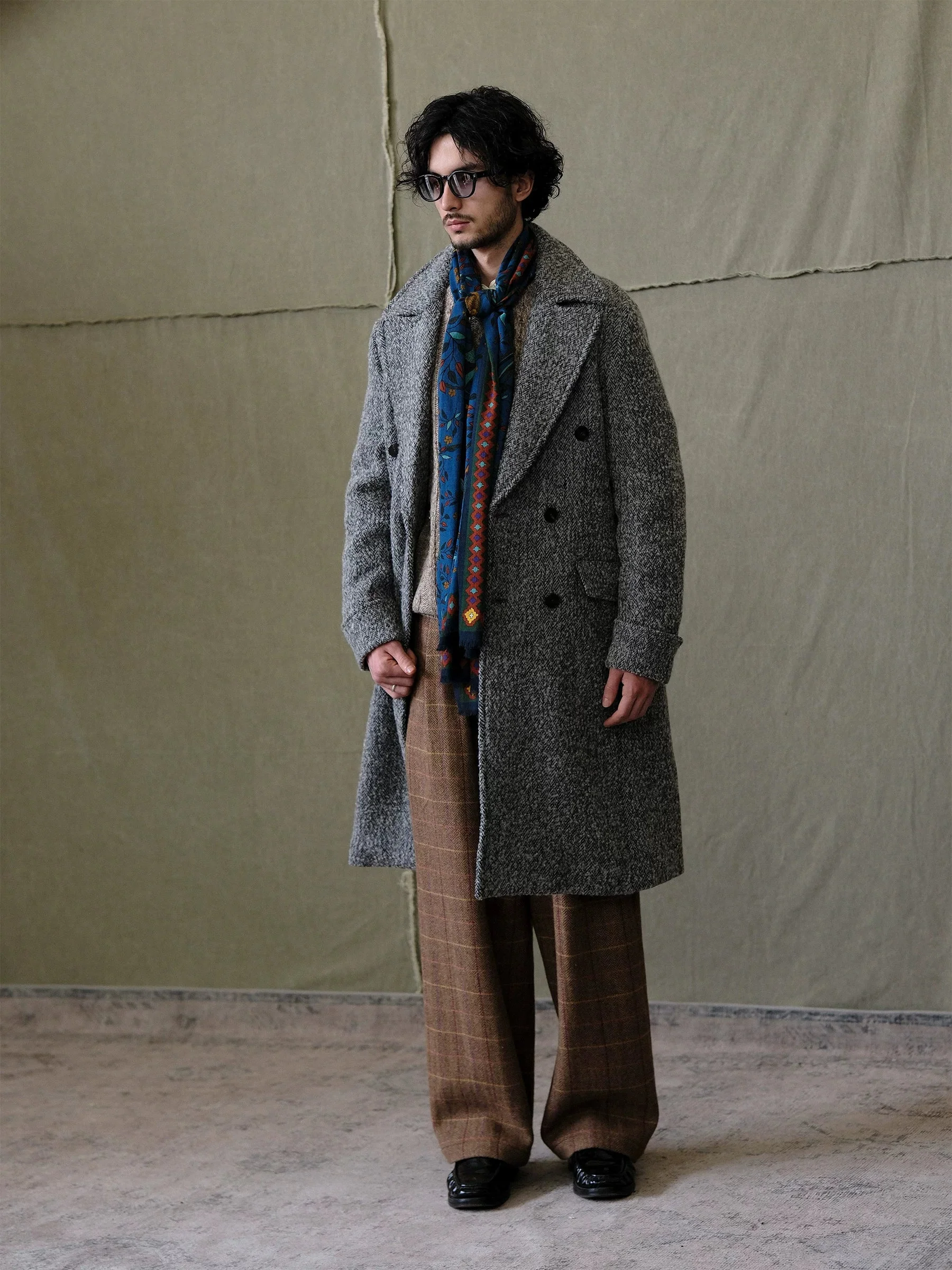 Herringbone Wool Polo Coat