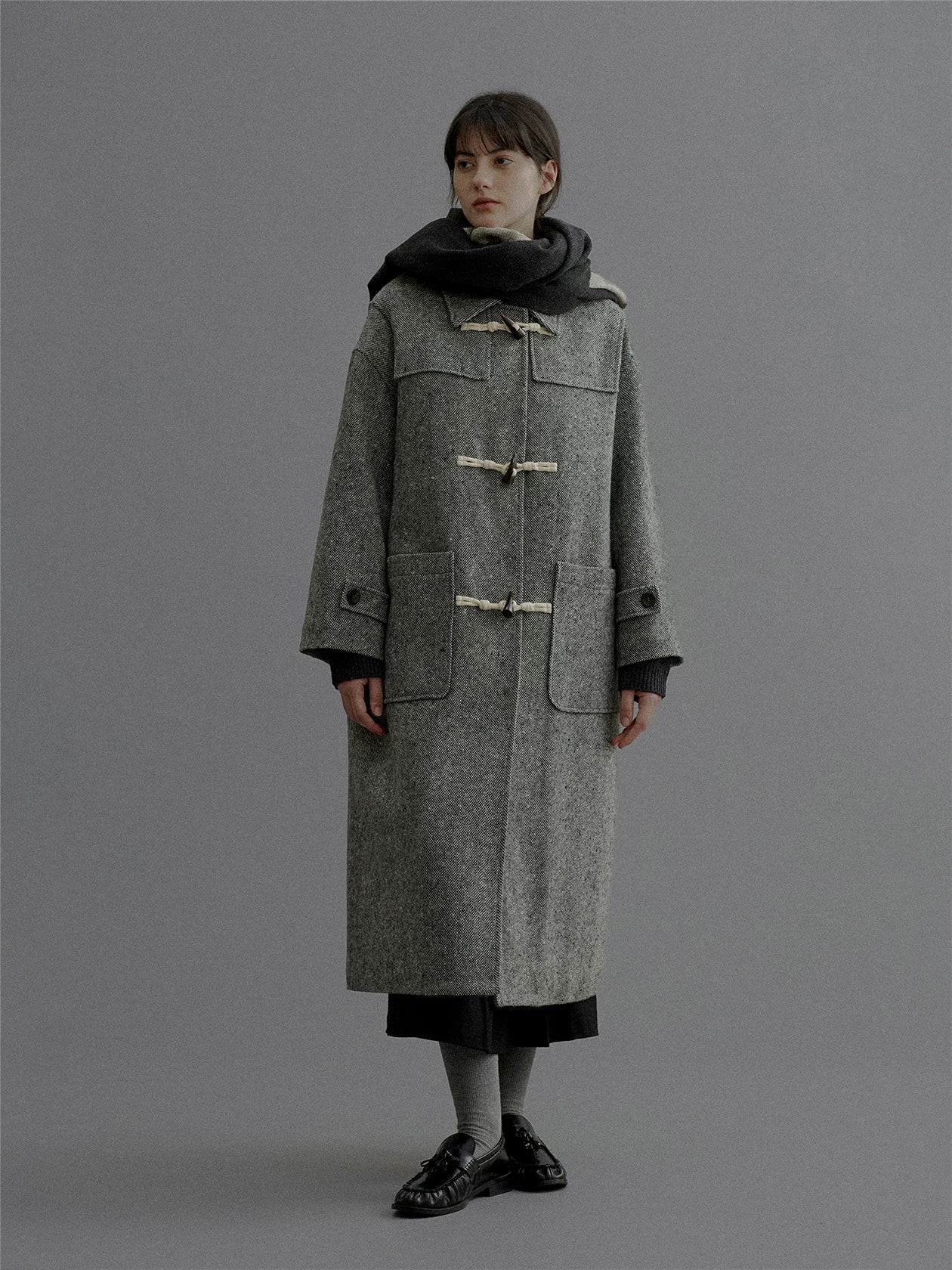 Herringbone Wool Toggle Duffle Coat