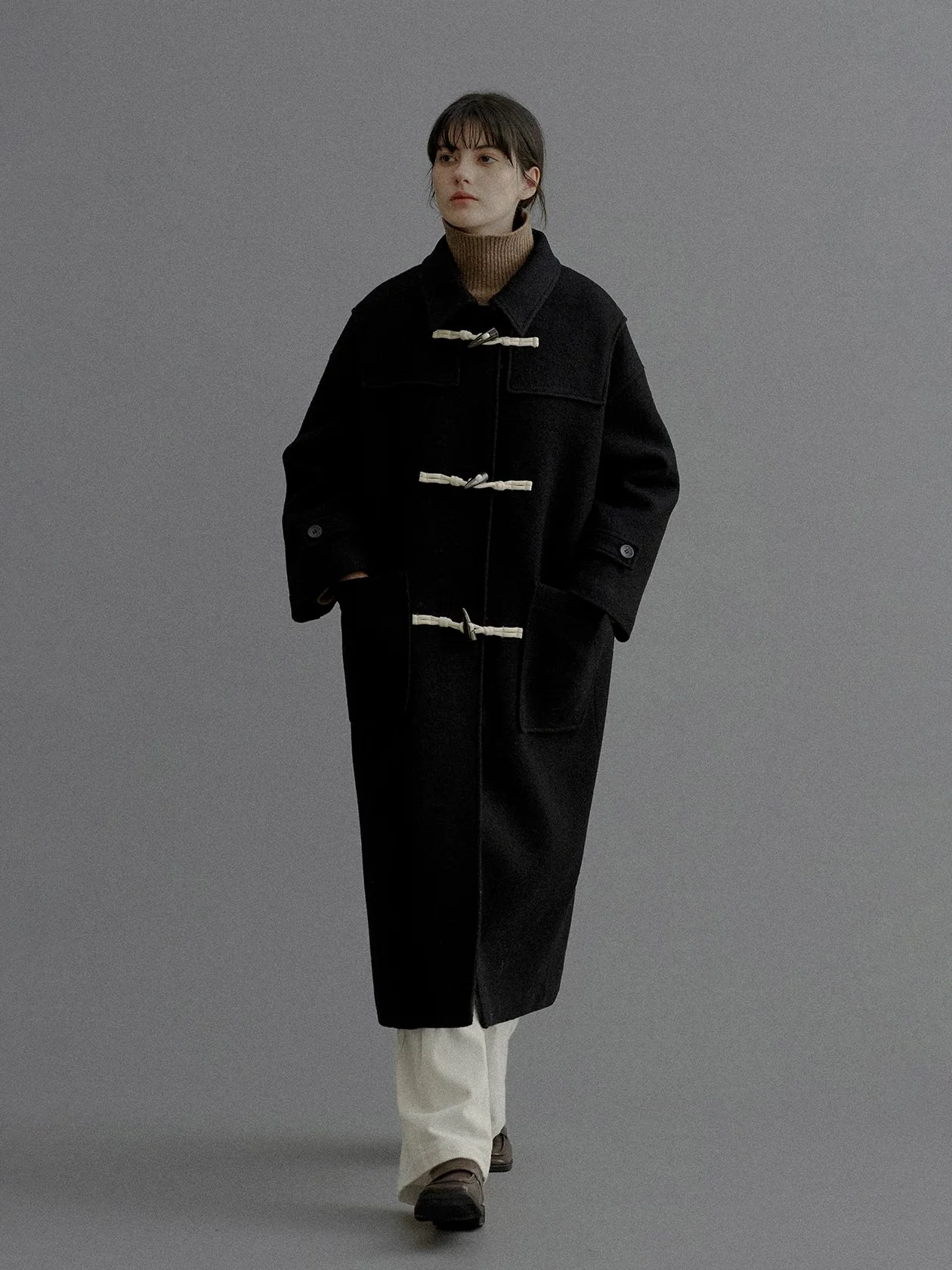 Herringbone Wool Toggle Duffle Coat - Image 3