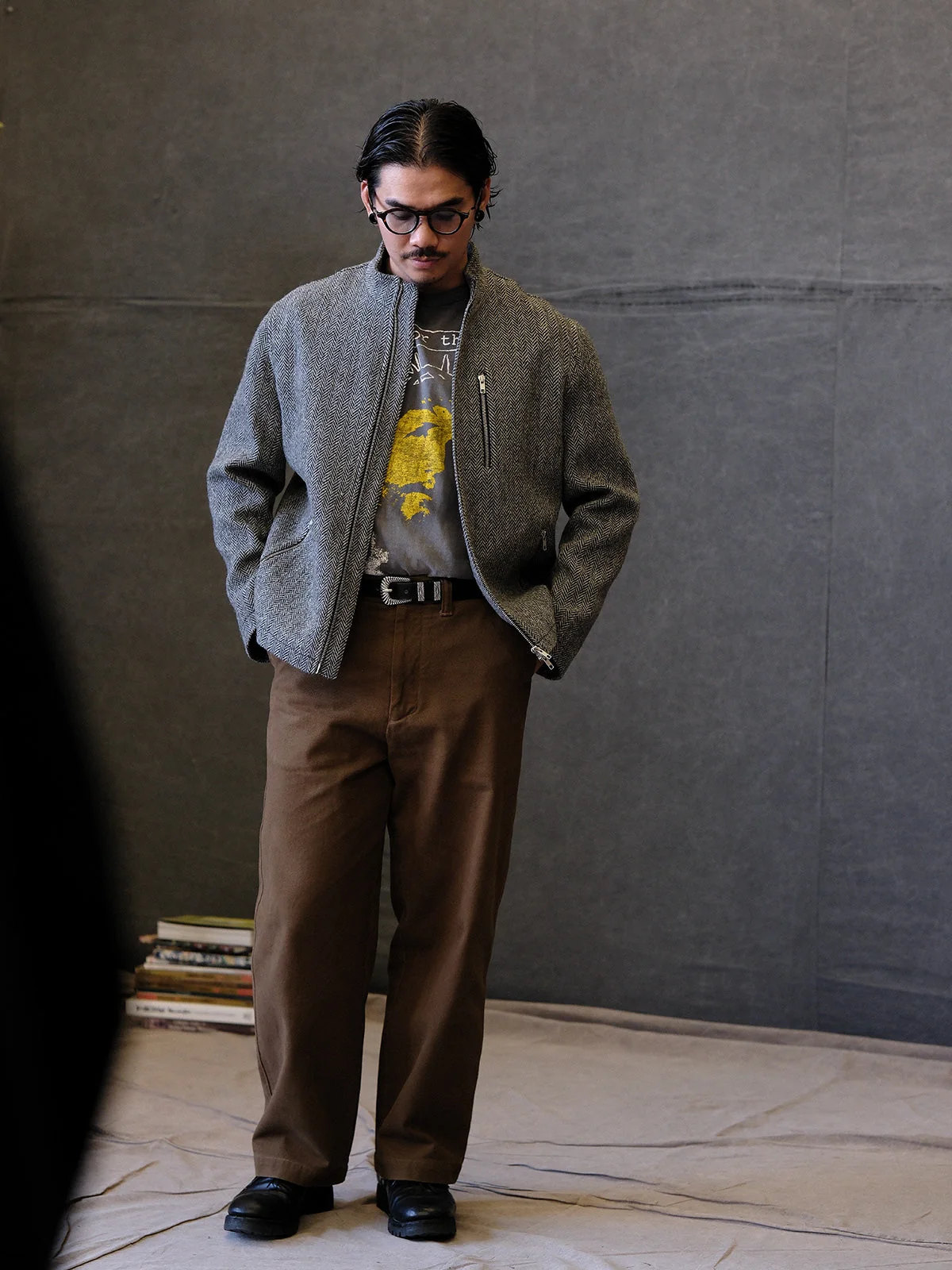 Herringbone Zip-Up Wool Jacket - Image 3