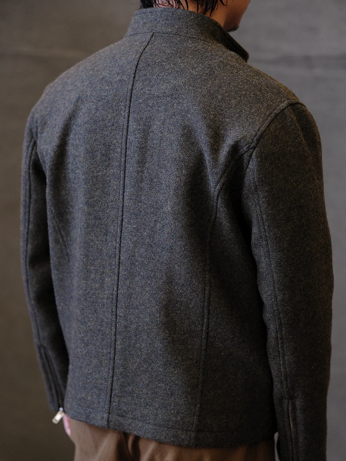 Herringbone Zip-Up Wool Jacket - Image 4
