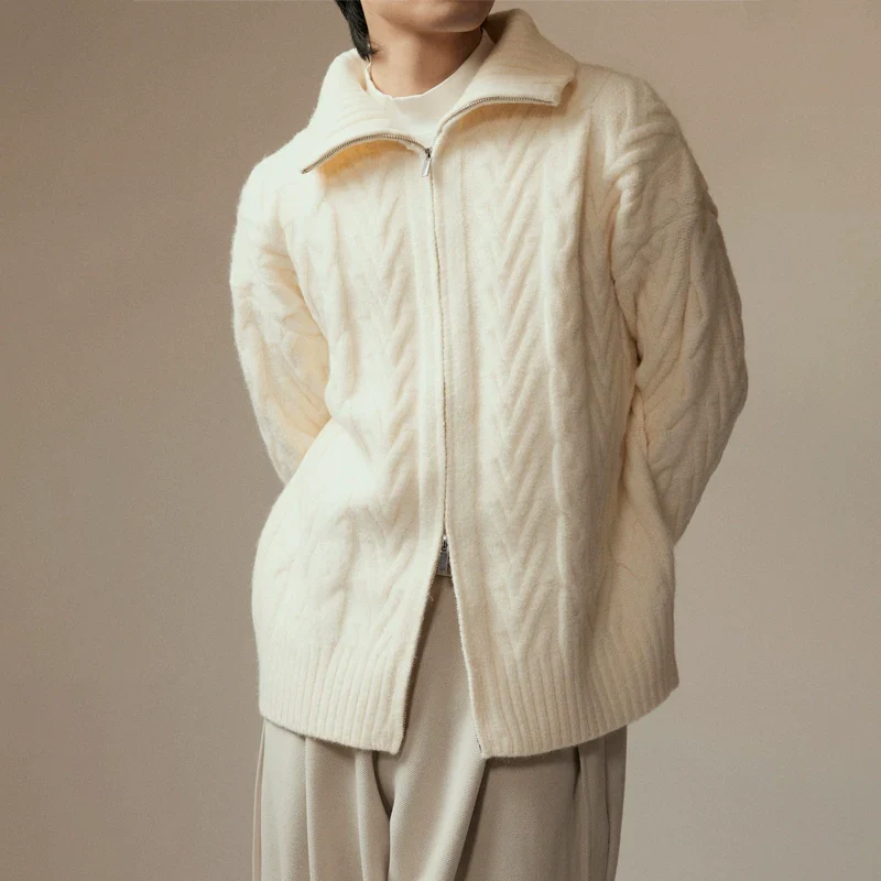 High Collar Cable-Knit Sweater - Image 2