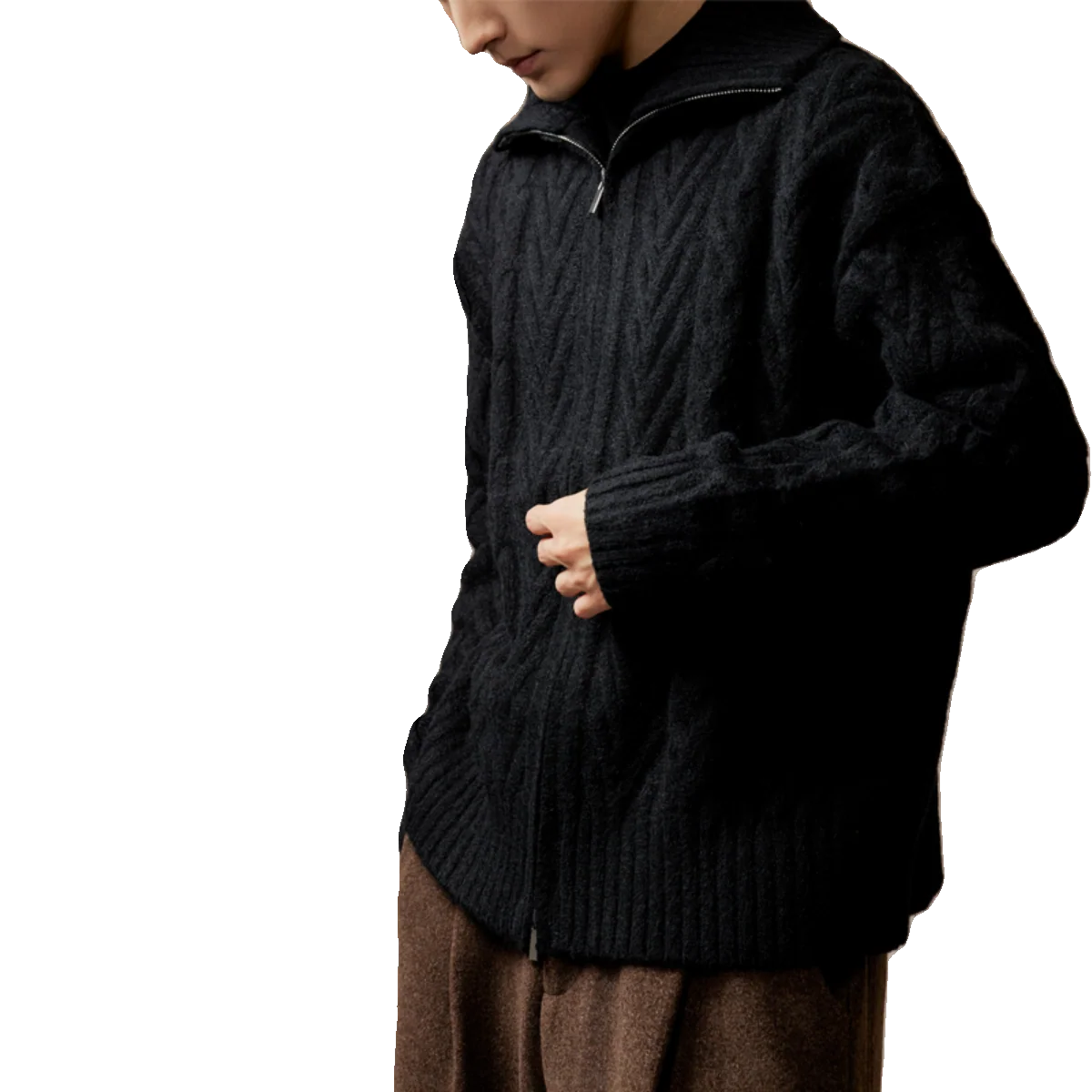 High Collar Cable-Knit Sweater - Image 5