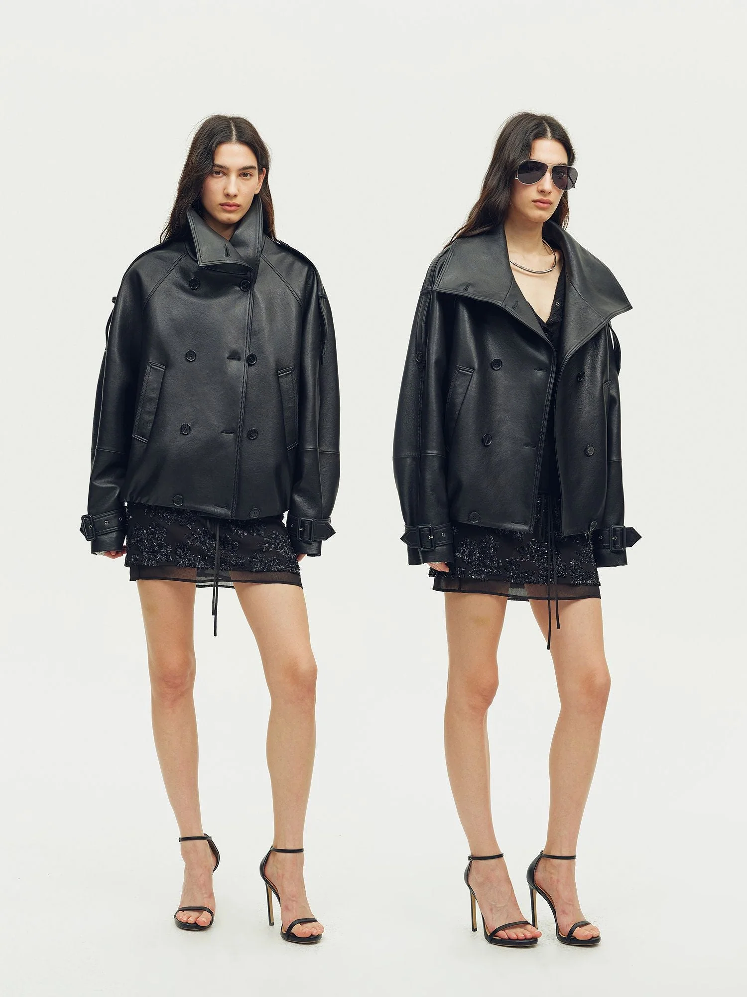 High-Collar Leather Jacket - Image 2