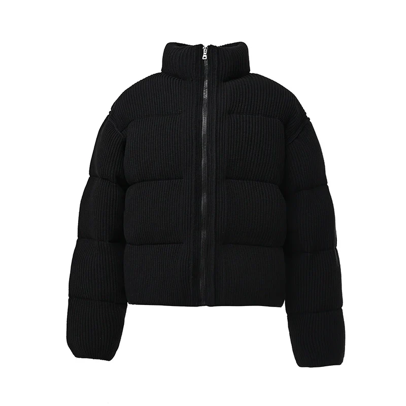 High Collar Ribbed Puffer Jacket - Image 5