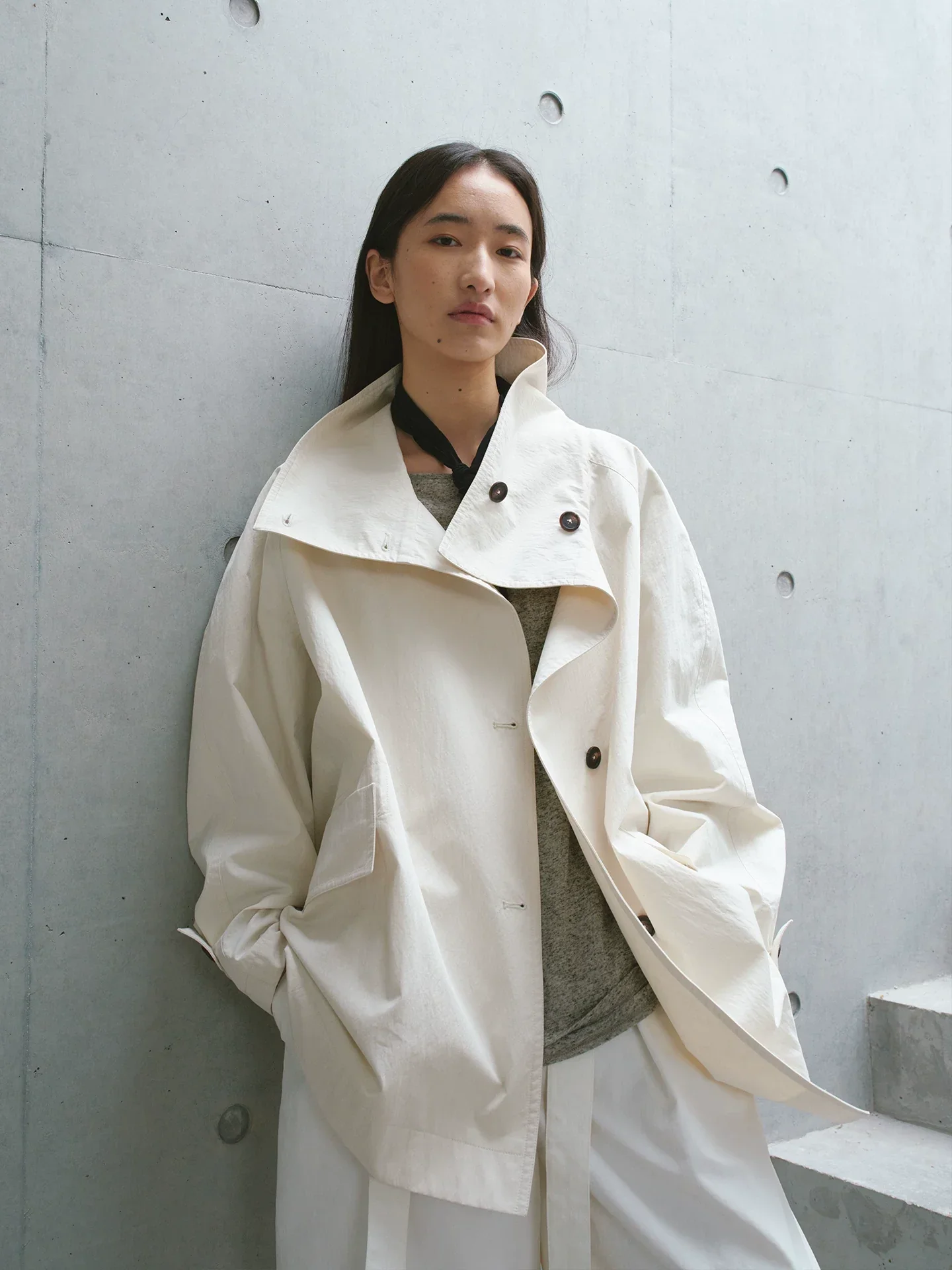 High-Collar Swing Coat
