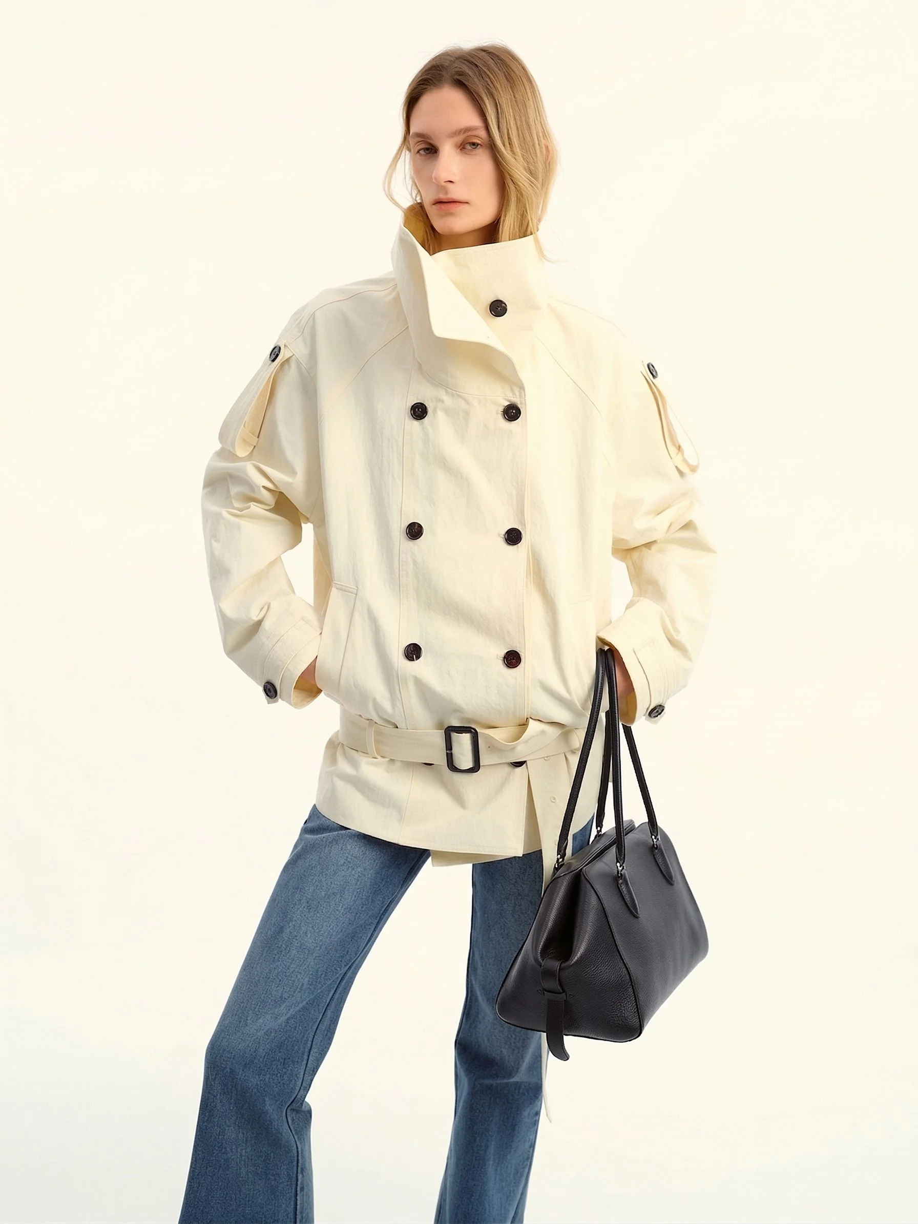 High-Collar Trench Jacket