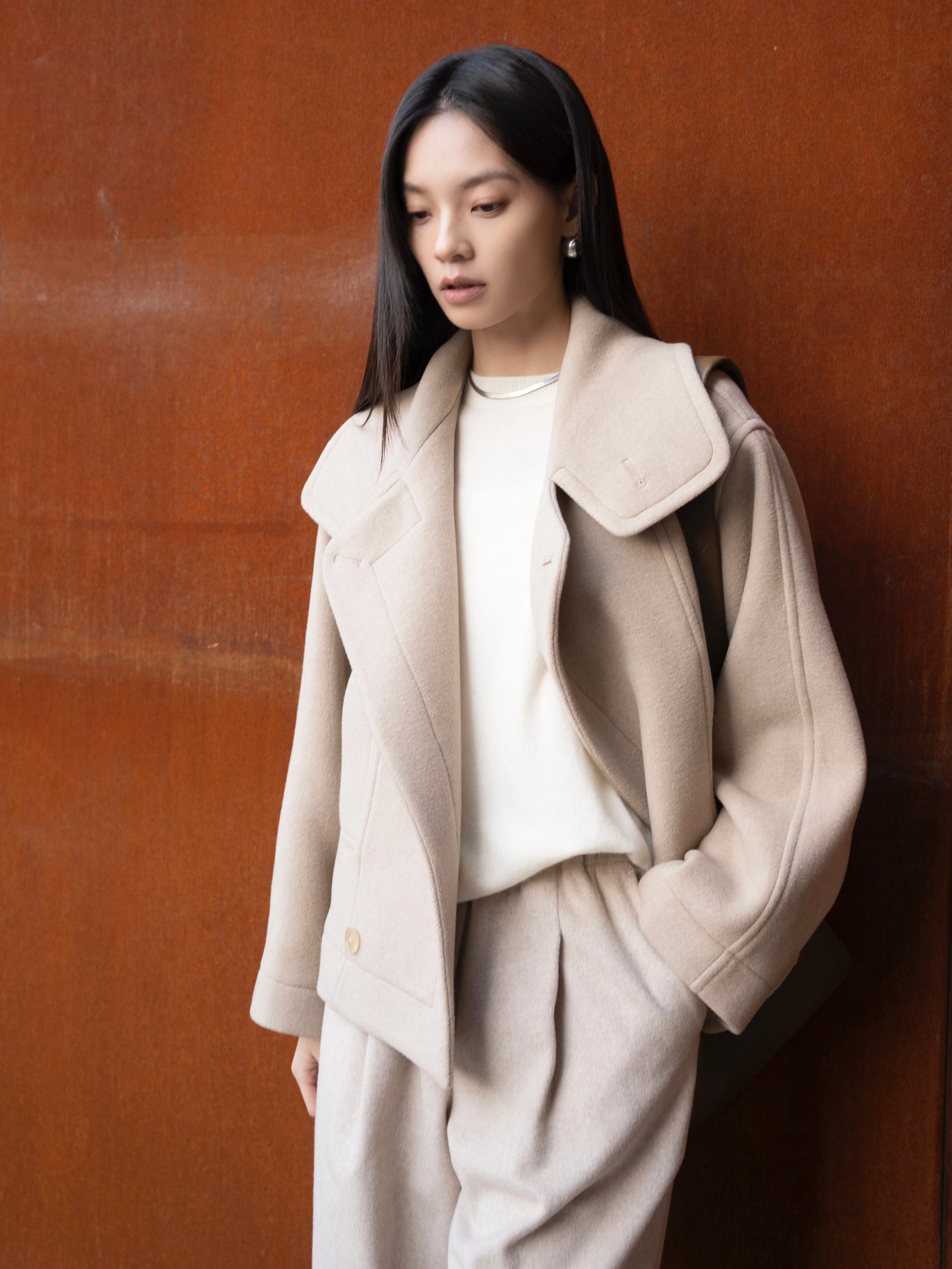 High-Collared Belted Wool Coat - Image 5