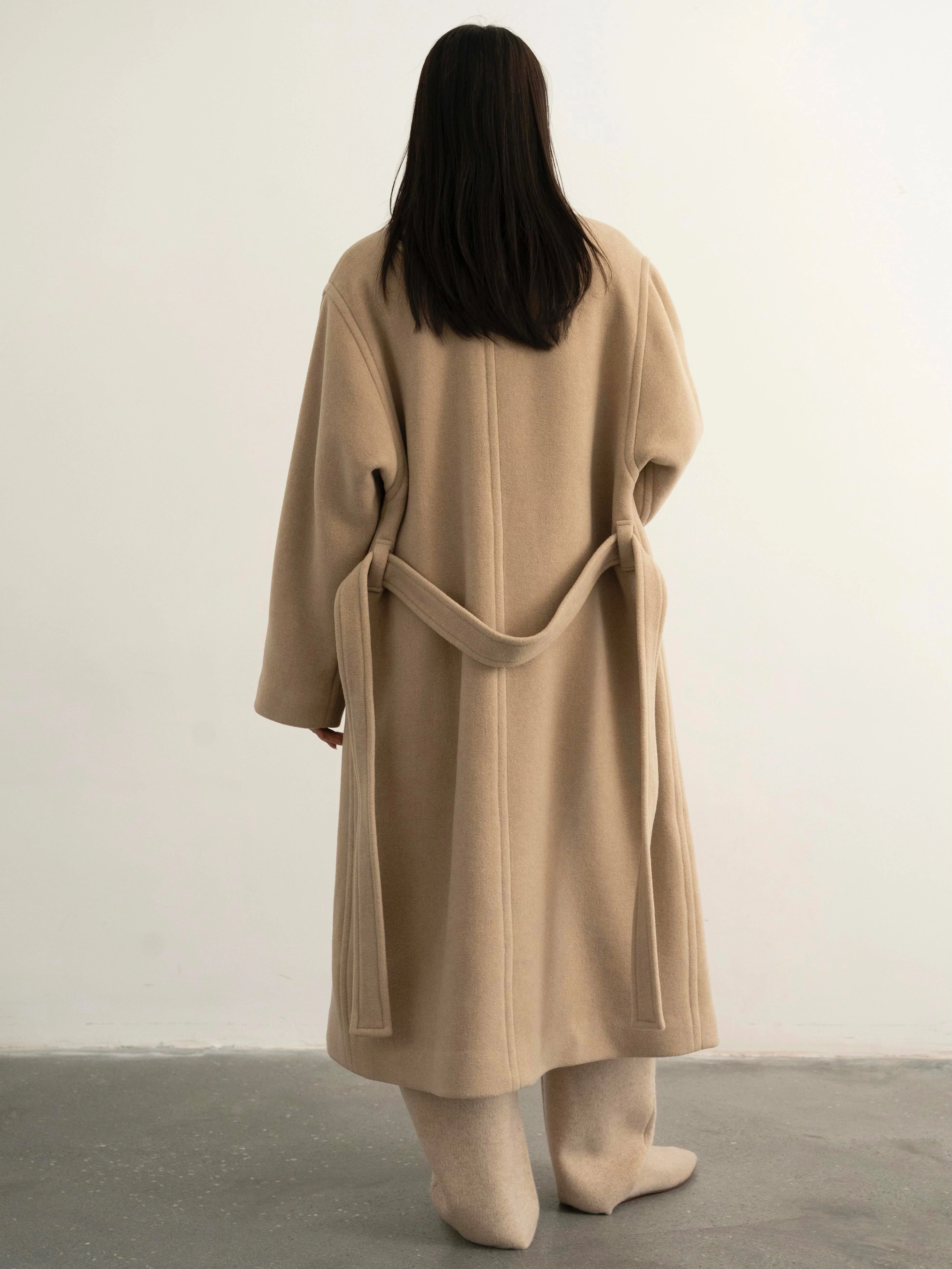 High-Collared Belted Wool Coat - Image 7