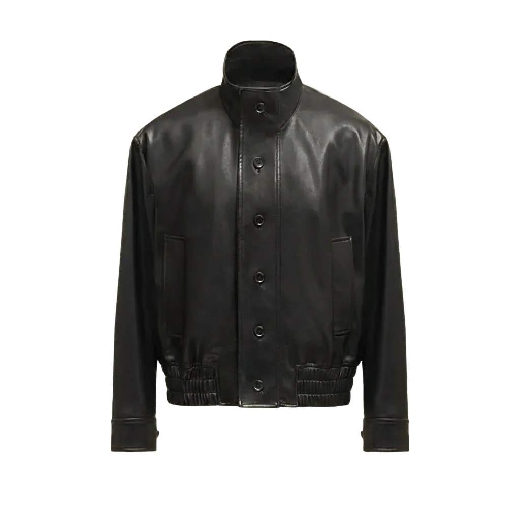 High-Collared Faux Leather Jacket - Image 14