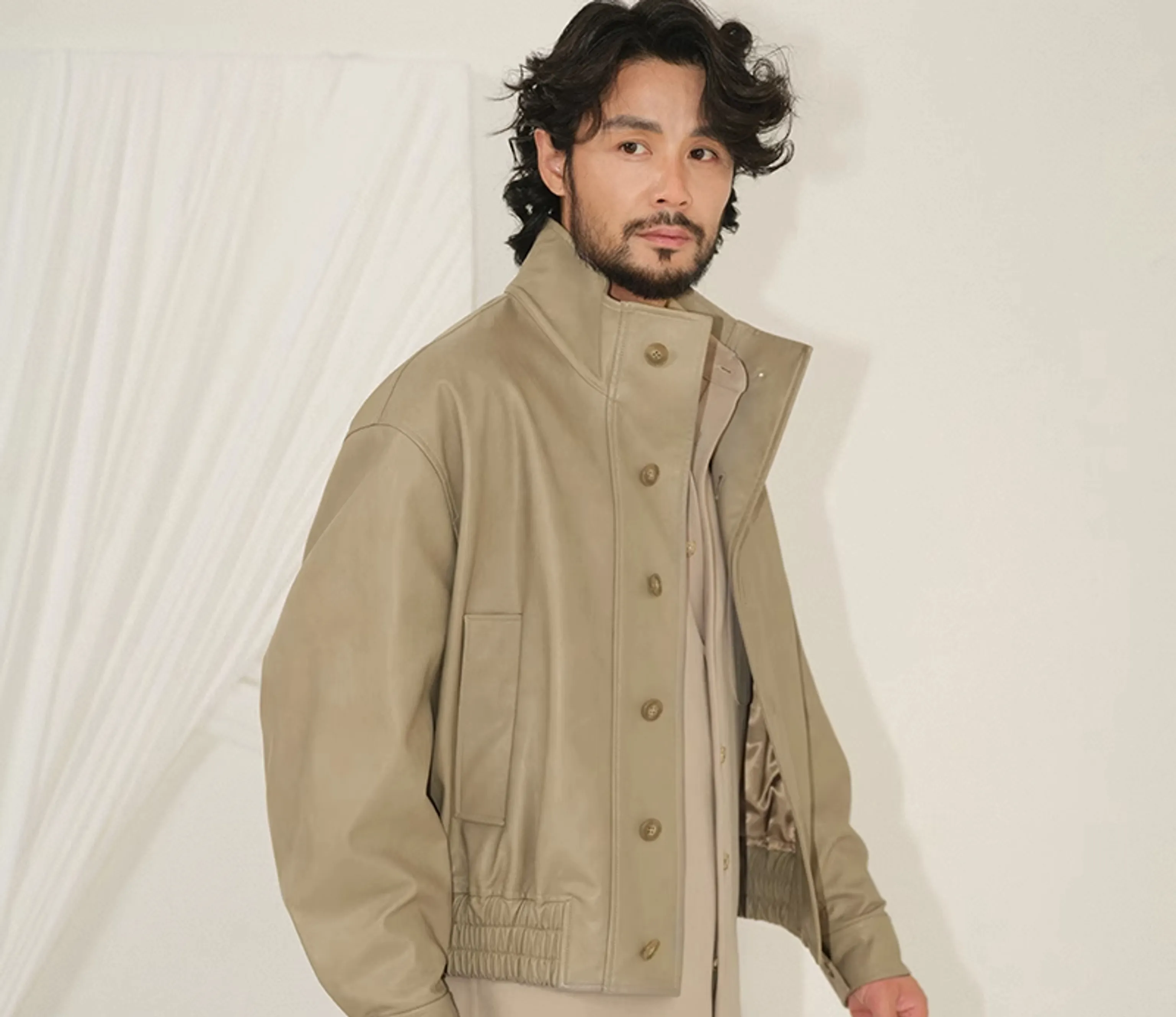 High-Collared Faux Leather Jacket - Image 7