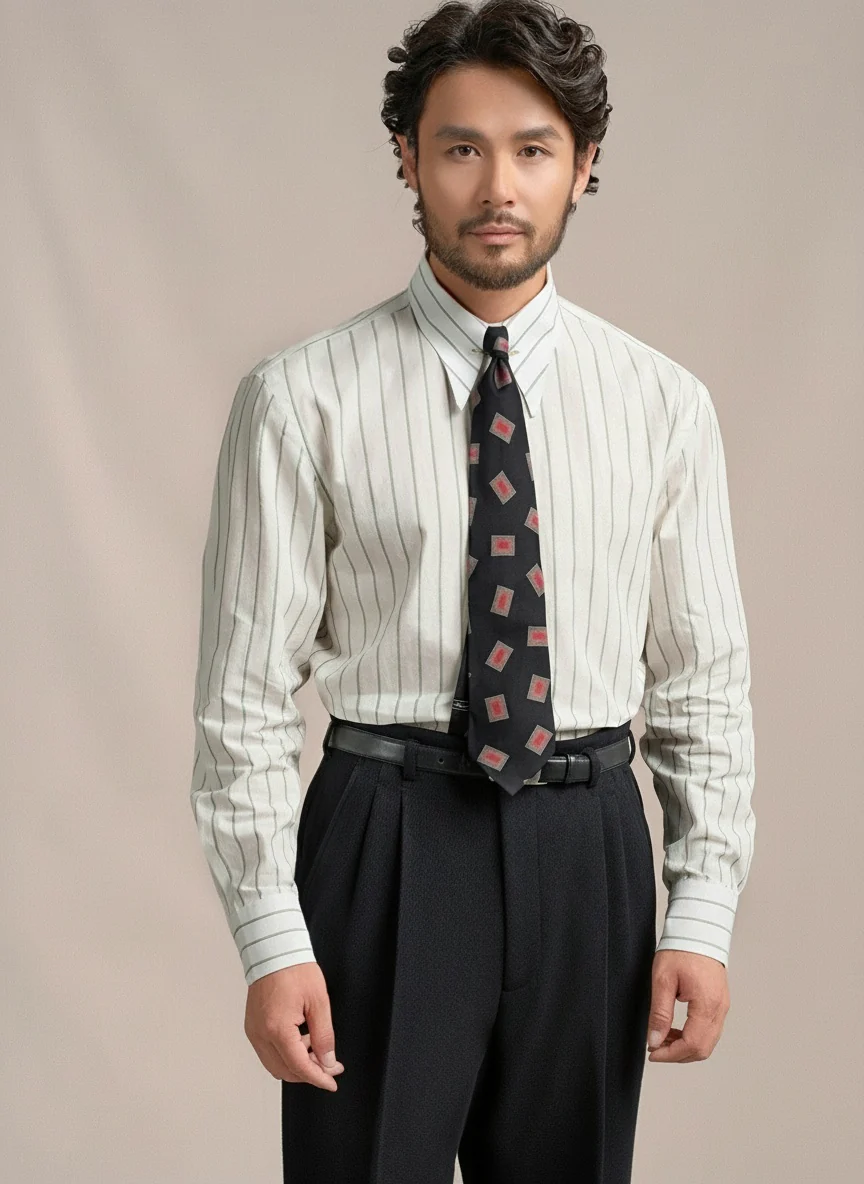 High-Count Cotton Spearpoint Stripe Shirt - Image 3