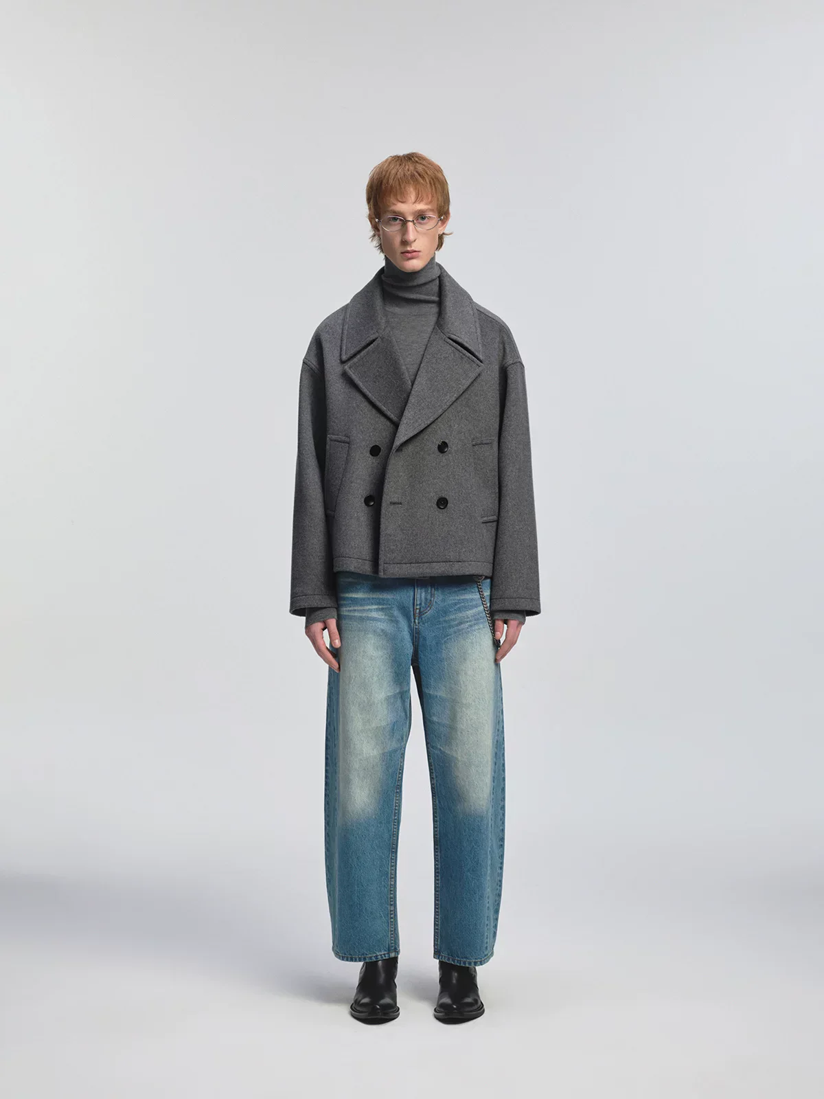 High-Count Wool Double-Breasted Short Jacket - Image 5