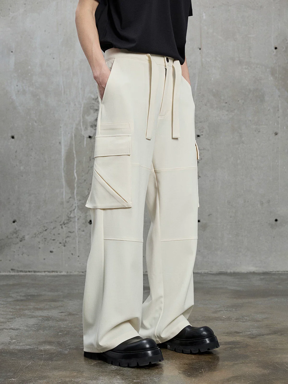 High-Density Twill Wide-Leg Cargo Pants - Image 2