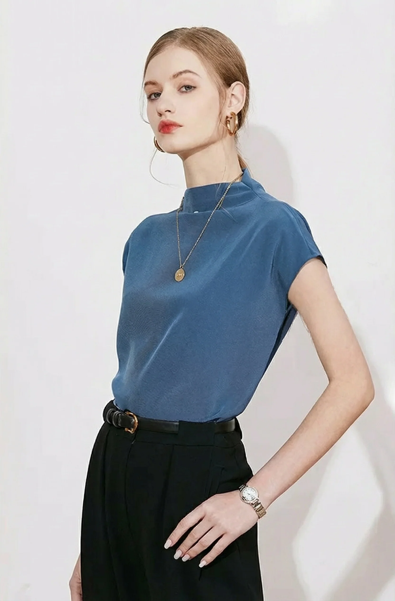 High-Neck Acetate Blouse - Image 4