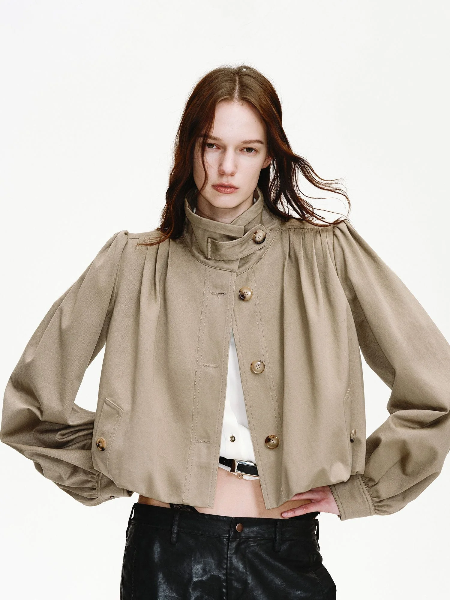 High-Neck Cropped Jacket - Image 2