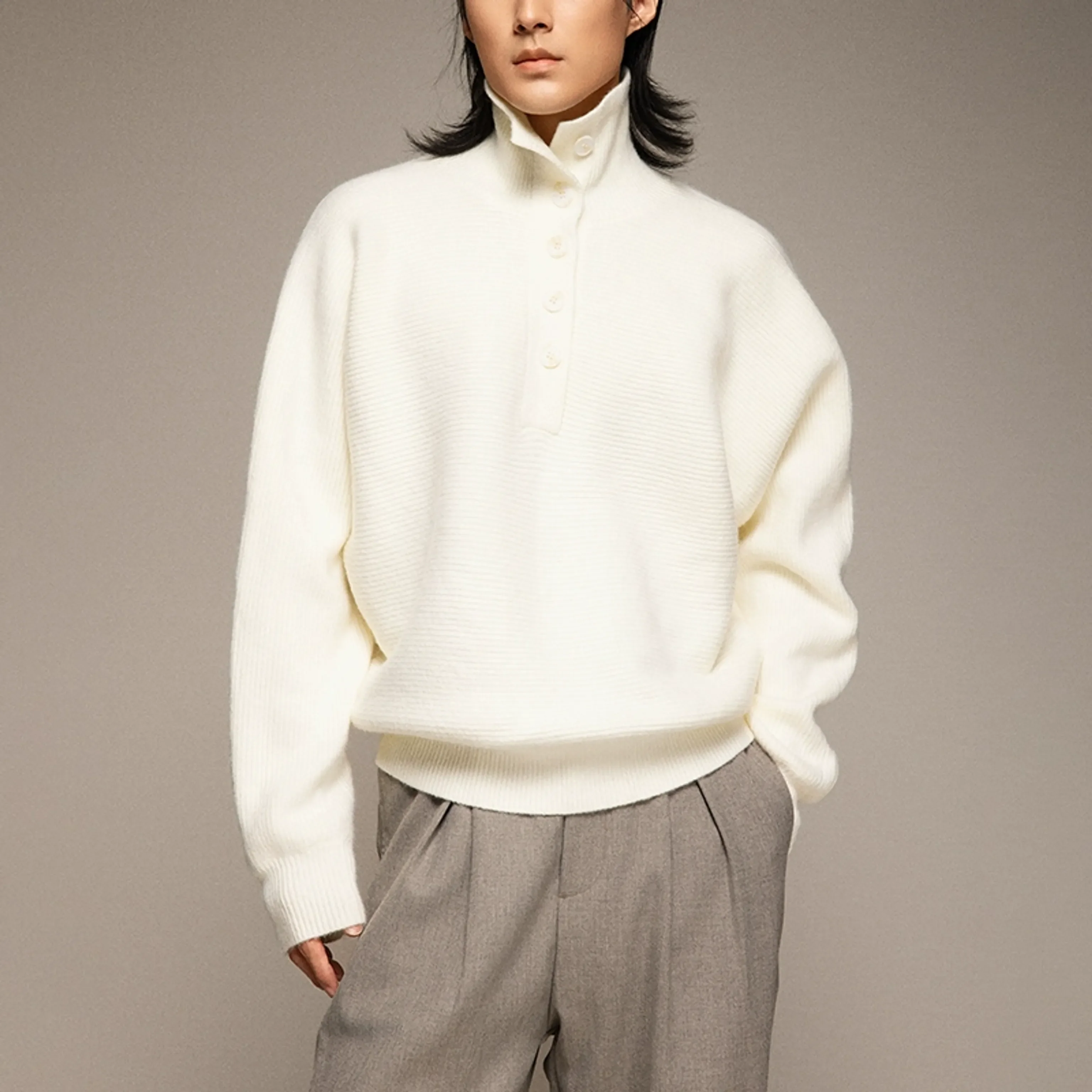 High Neck Ribbed Sweater - Image 6