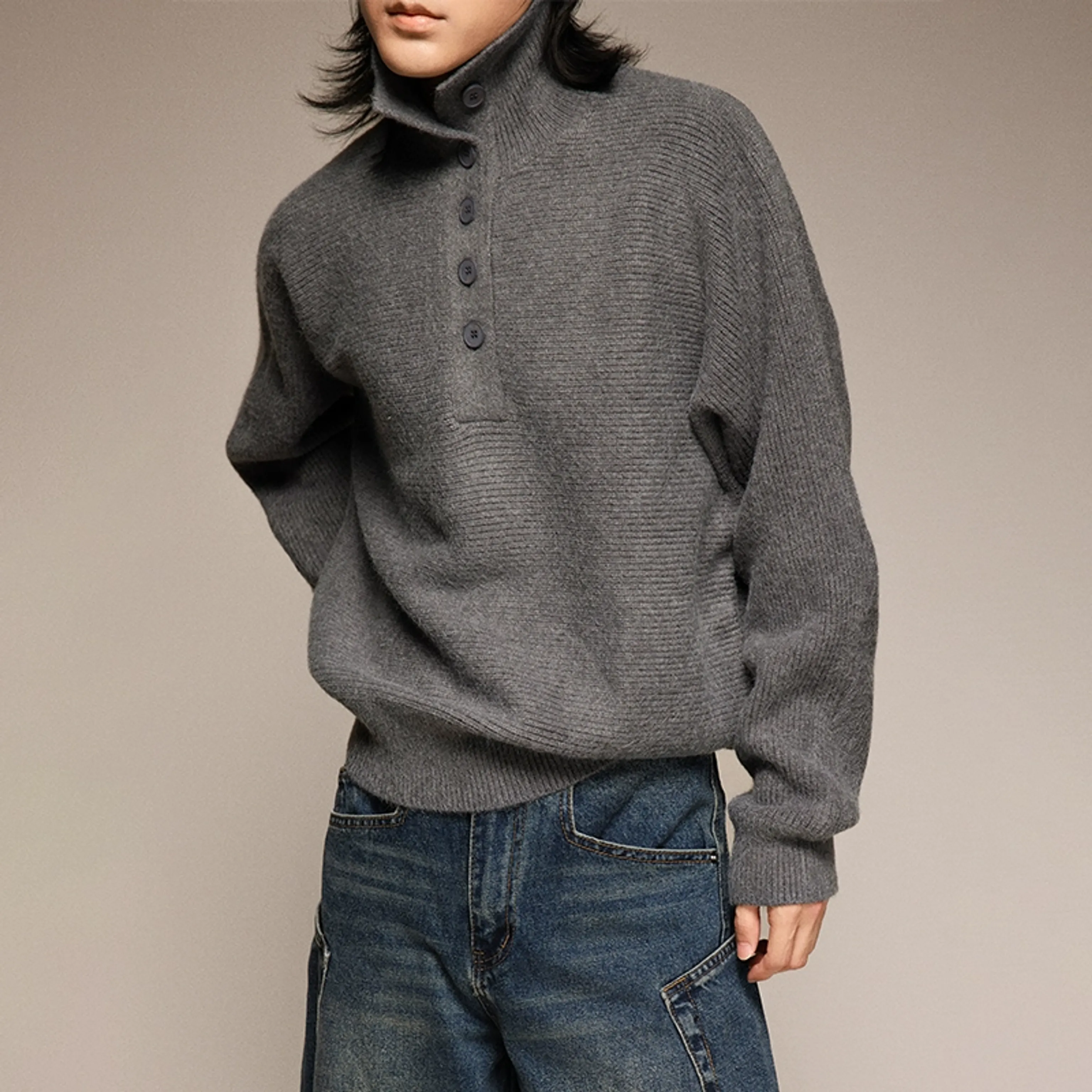 High Neck Ribbed Sweater - Image 7