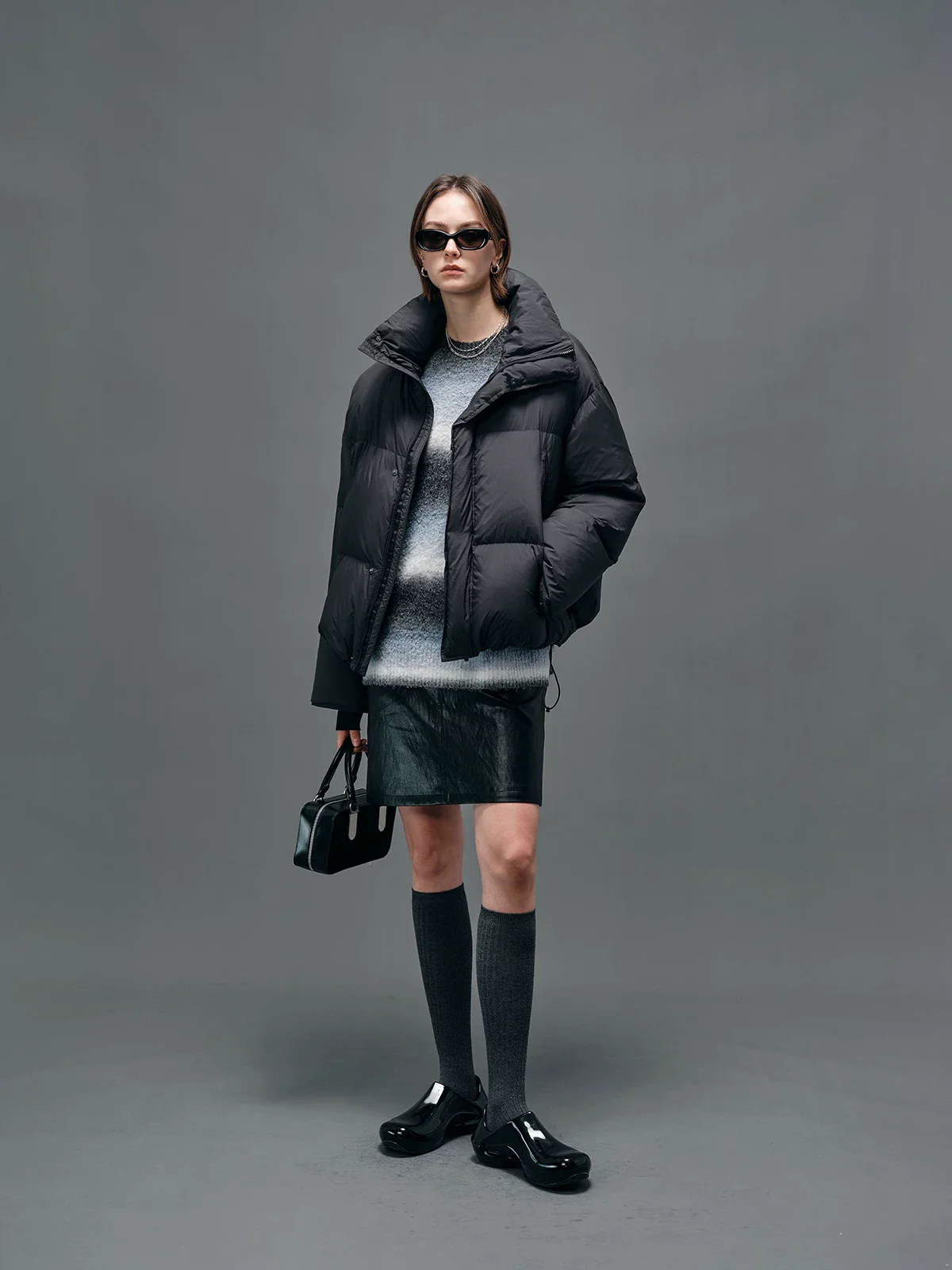 High Neck Wide-Quilt Down Jacket - Image 3