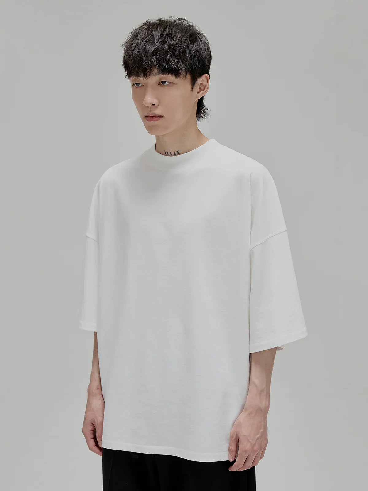 High-Rib Oversized Half-Sleeve Tee