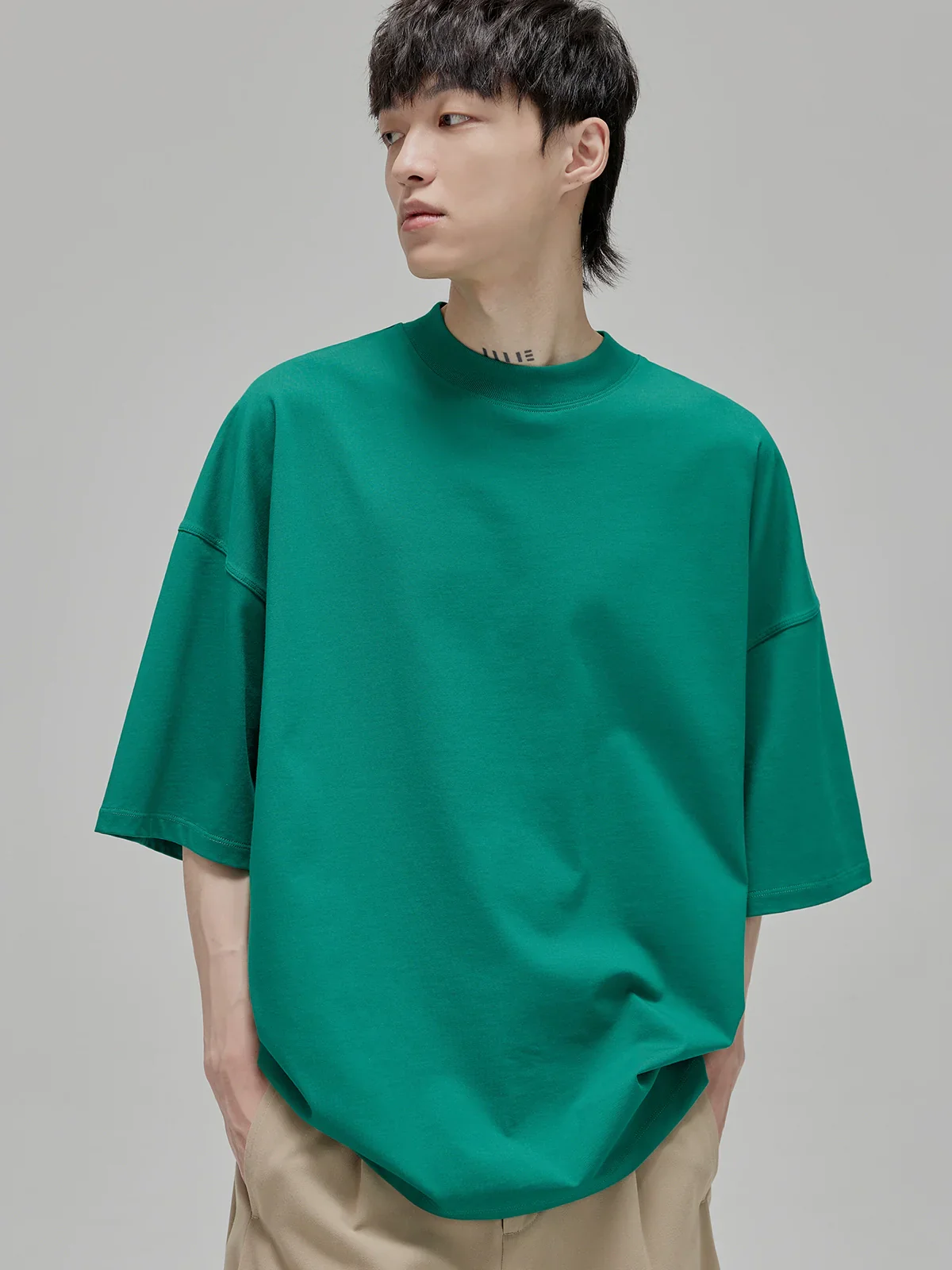 High-Rib Oversized Half-Sleeve Tee - Image 2