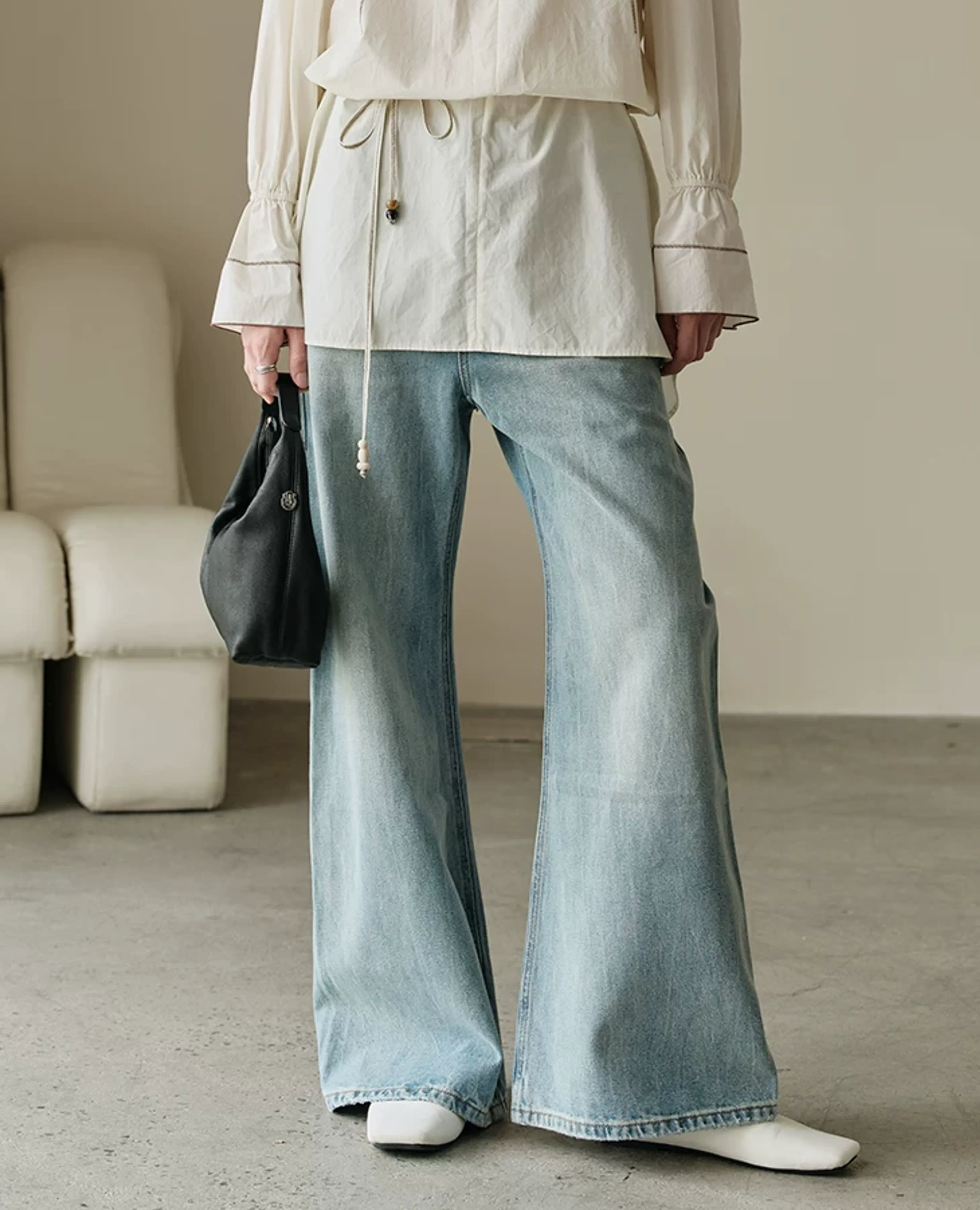 High-Rise Light Wash Wide-Leg Jeans