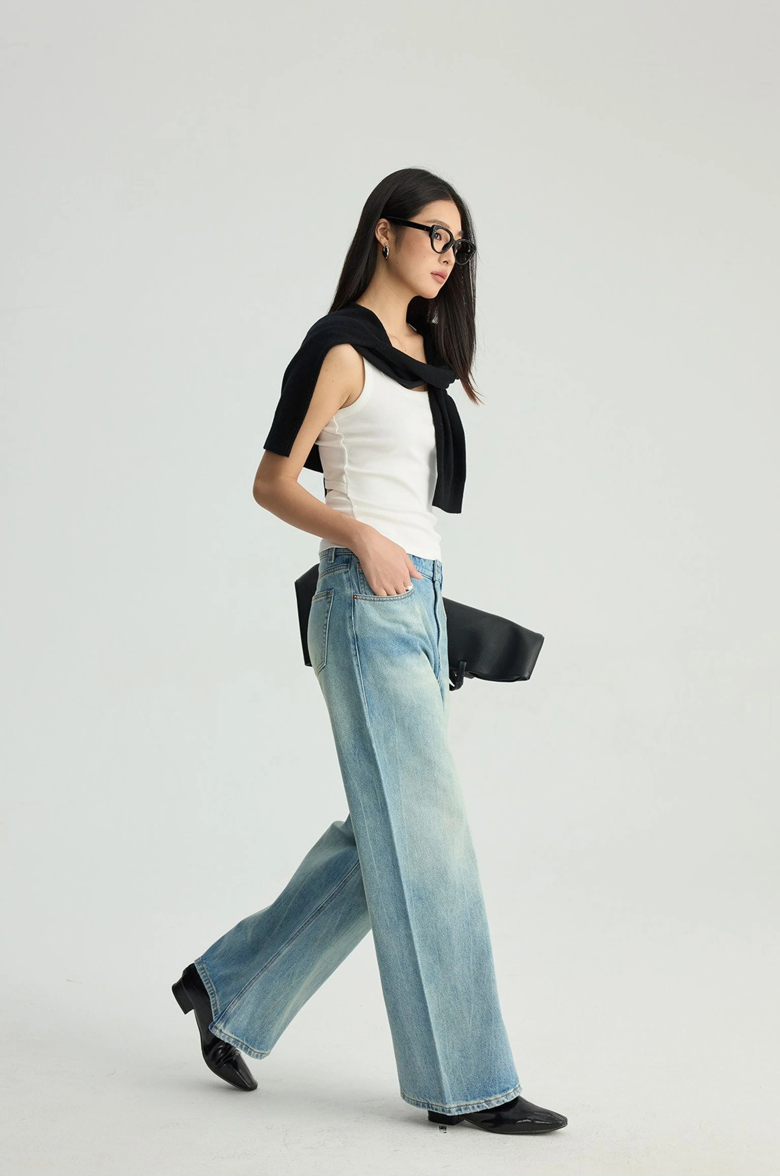 High-Rise Light Wash Wide-Leg Jeans - Image 7