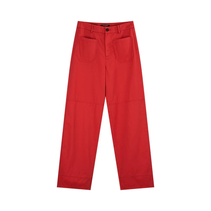 High-Rise Red Straight Trousers - Image 7