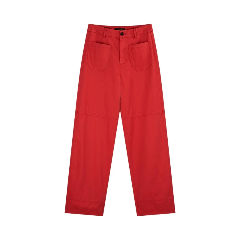 High-Rise Red Straight Trousers - Image 8