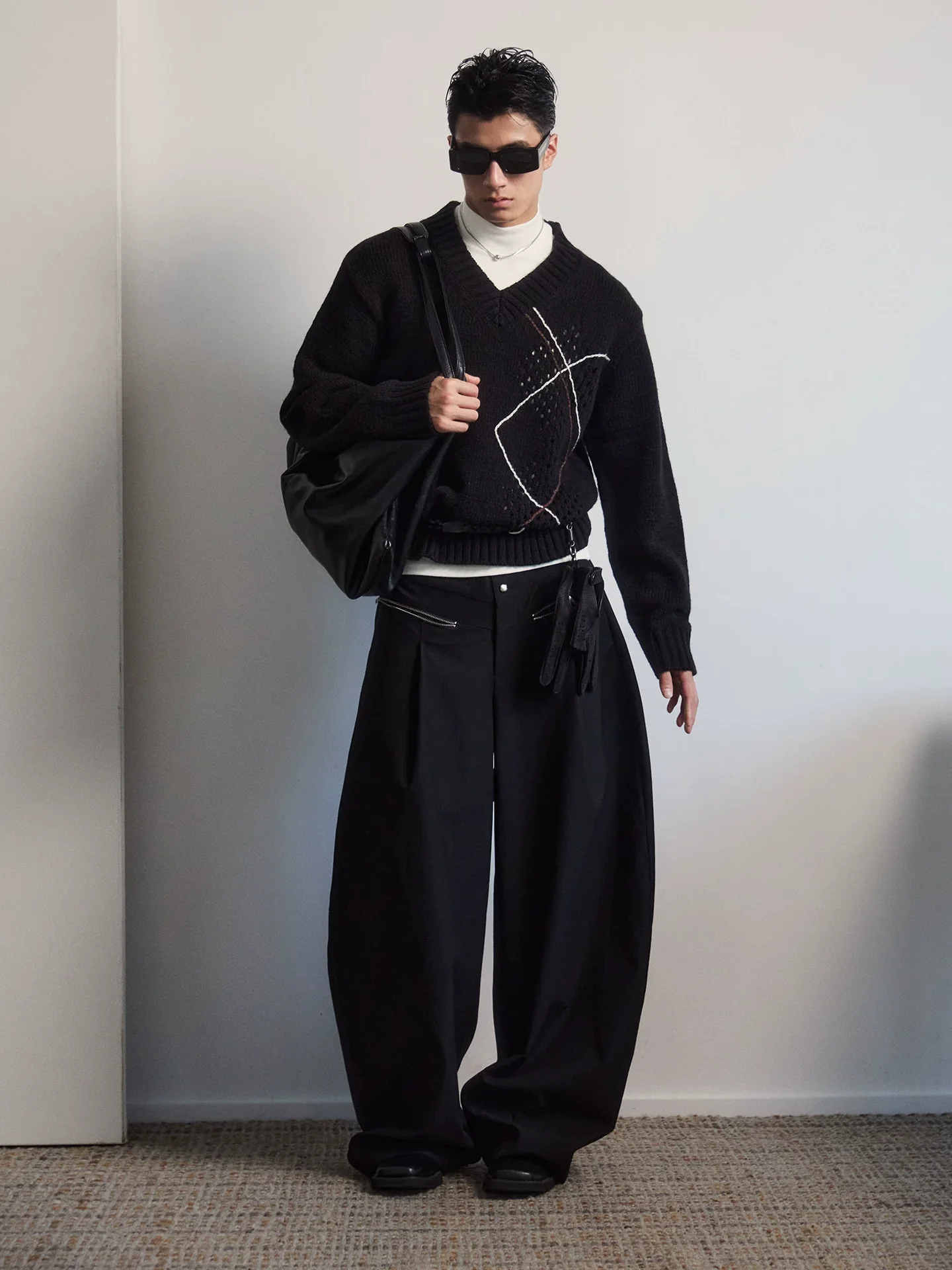 High-Rise Zip-Pocket Wide-Leg Trousers - Image 2