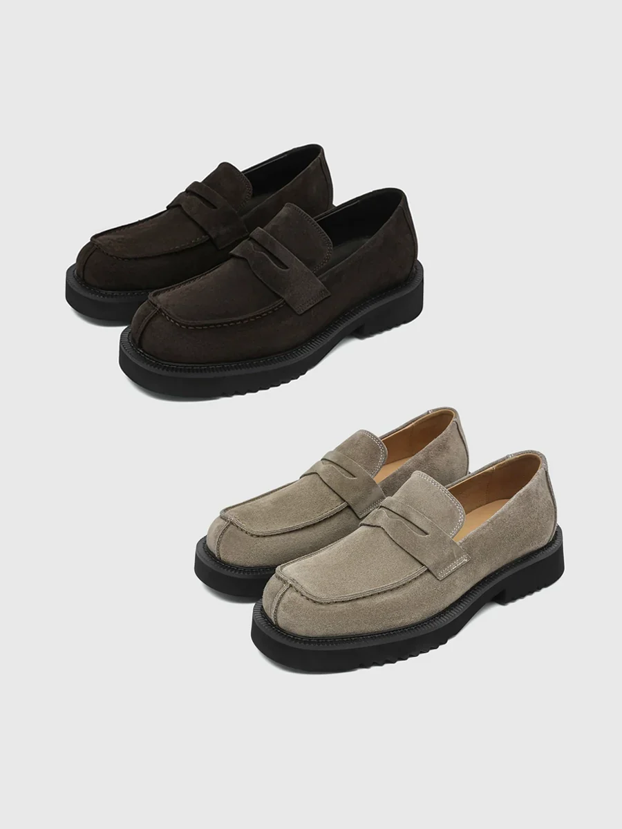 High-Sheen Suede Penny Loafers - Image 2