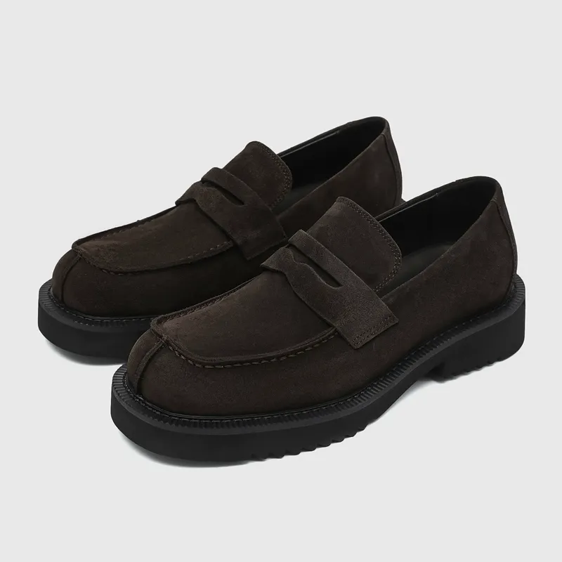 High-Sheen Suede Penny Loafers - Image 5