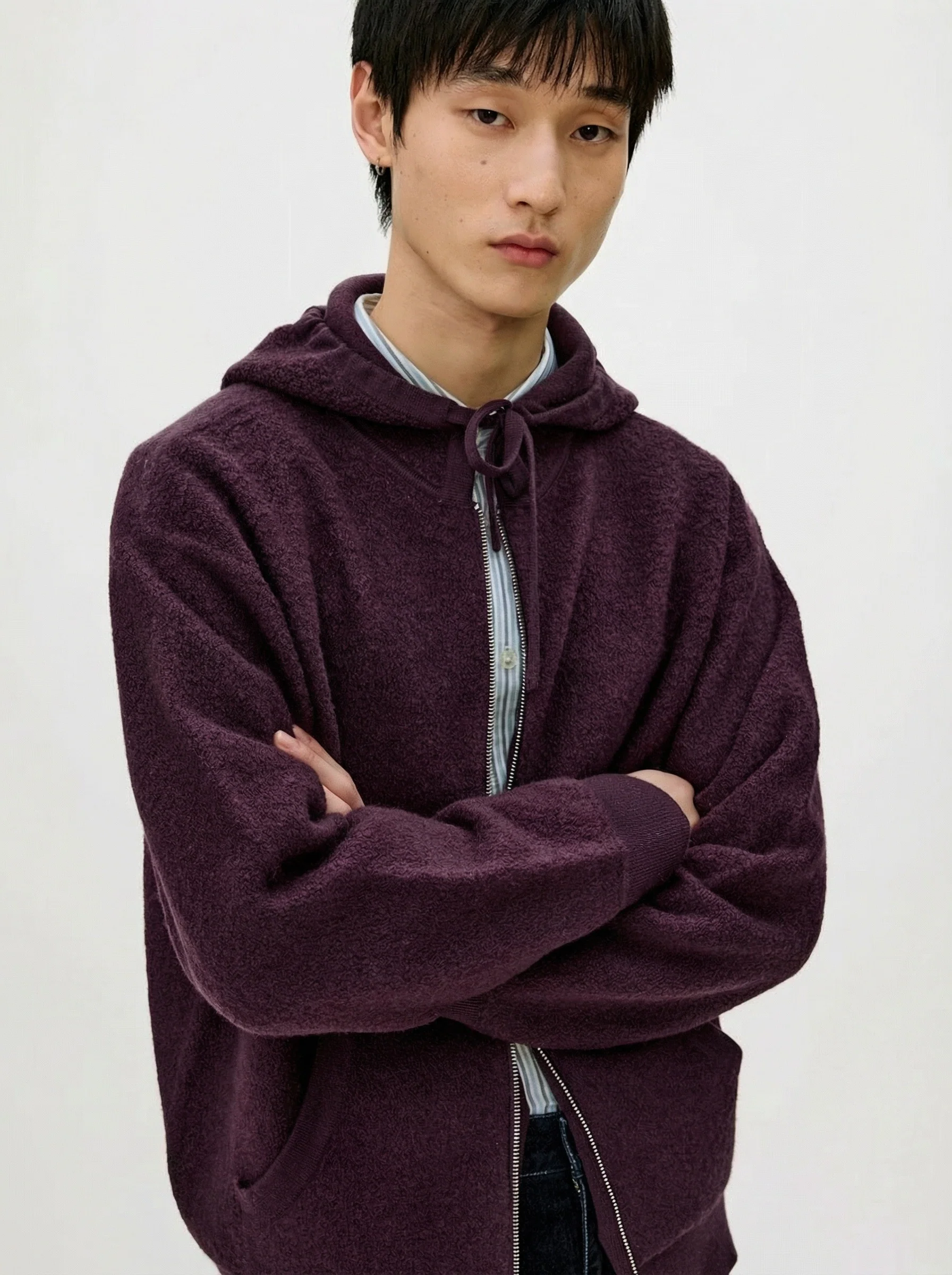 High-Shrinkage Wool Zip Hoodie
